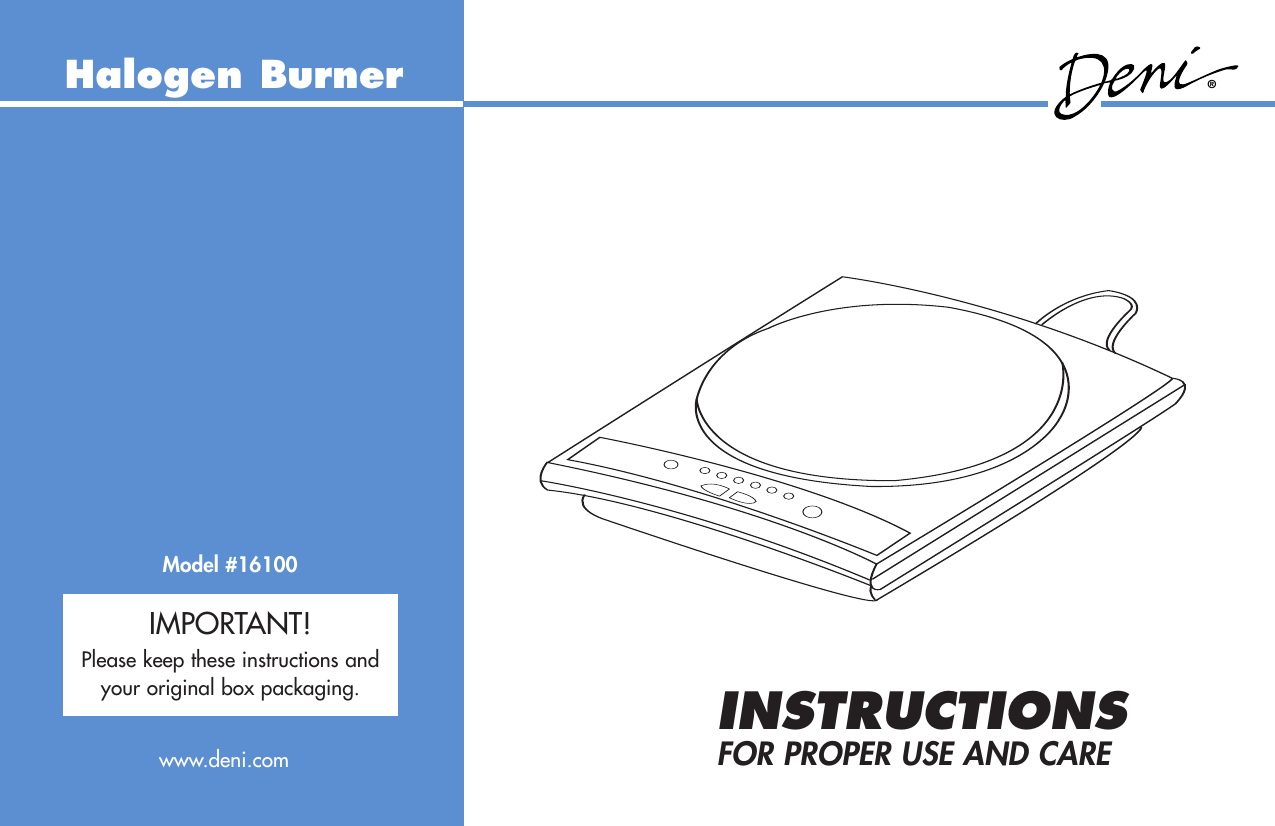 Page 1 of 12 - Deni Deni-16100-Instruction-Manual- 16100 Instructions  Deni-16100-instruction-manual