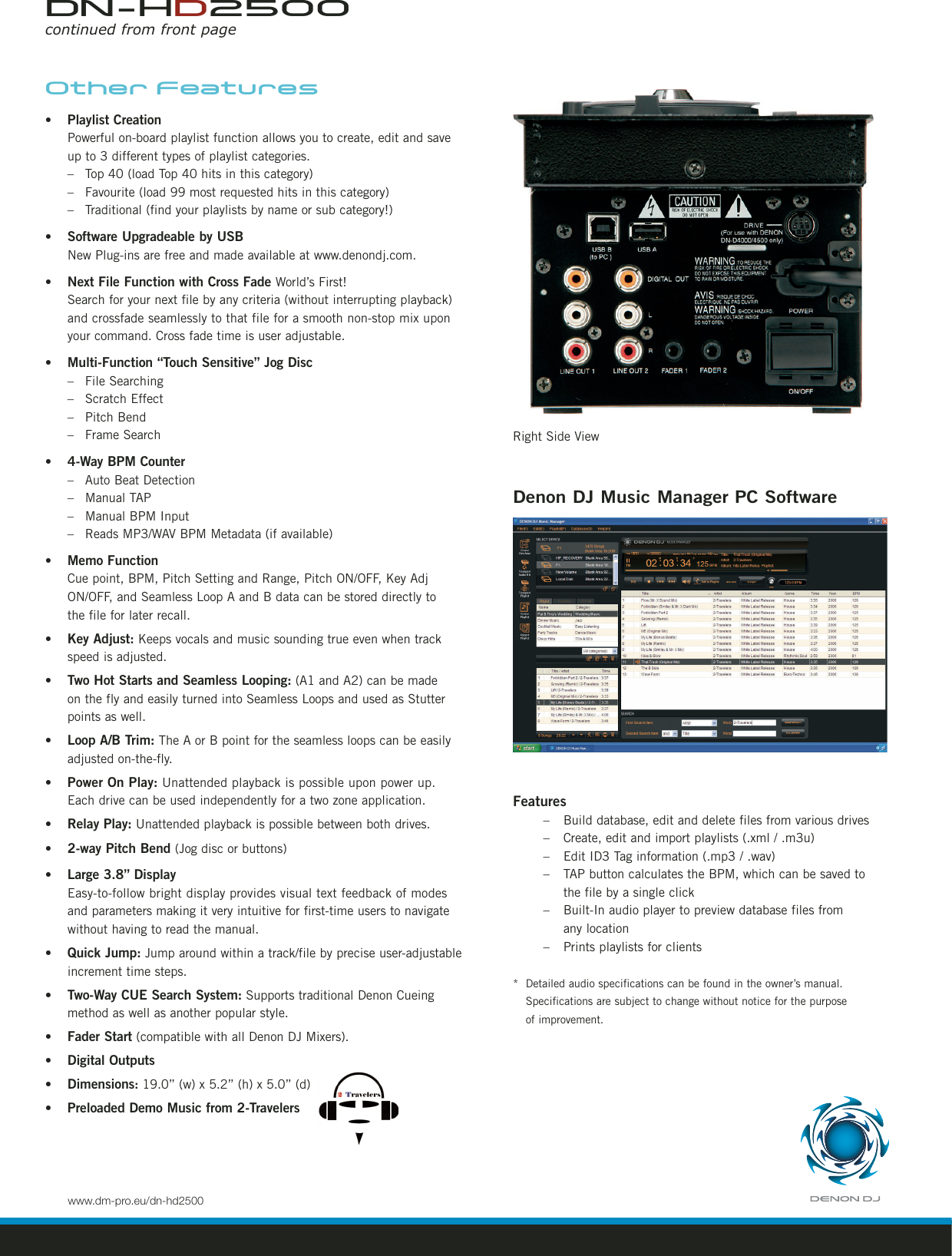 Page 2 of 2 - Denon-Dj Denon-Dj-Dn-Hd2500-Users-Manual- 5868 HD2500 Datasheet  Denon-dj-dn-hd2500-users-manual