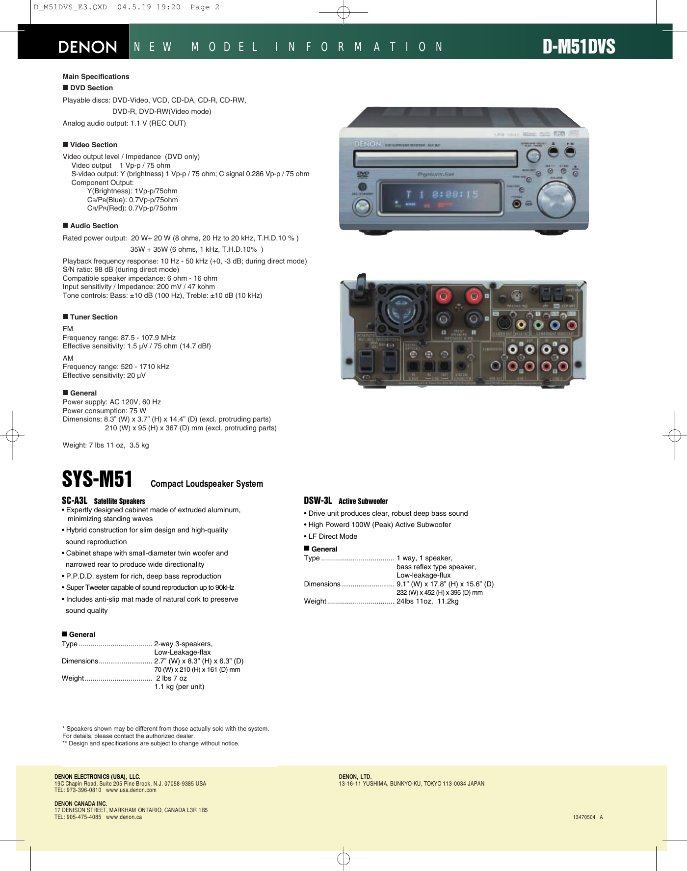 Page 2 of 2 - Denon Denon-D-M51Dvs-Users-Manual- Denon-d-m51dvs-users-manual