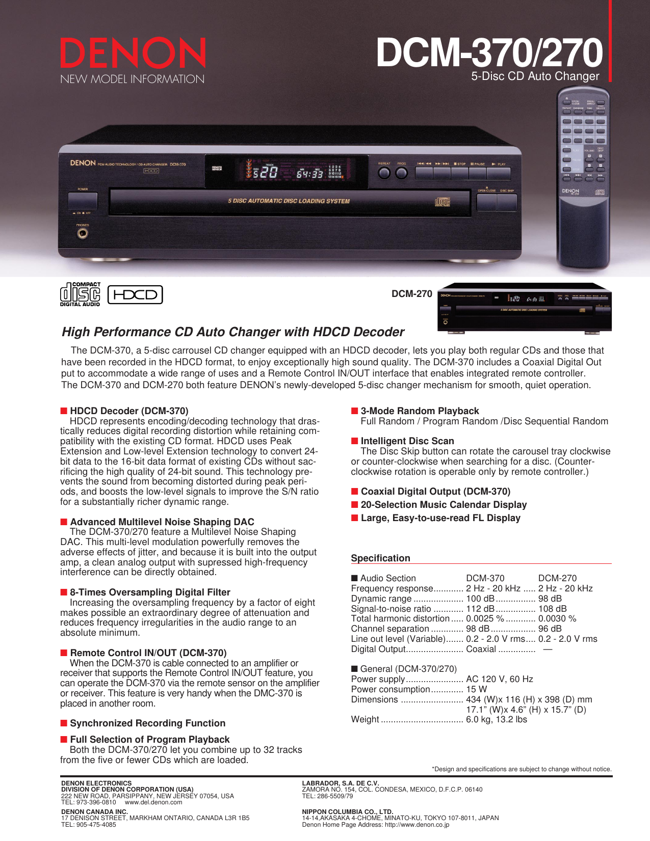 Page 1 of 1 - Denon Denon-Dcm-270-Users-Manual- DCM370/270  Denon-dcm-270-users-manual