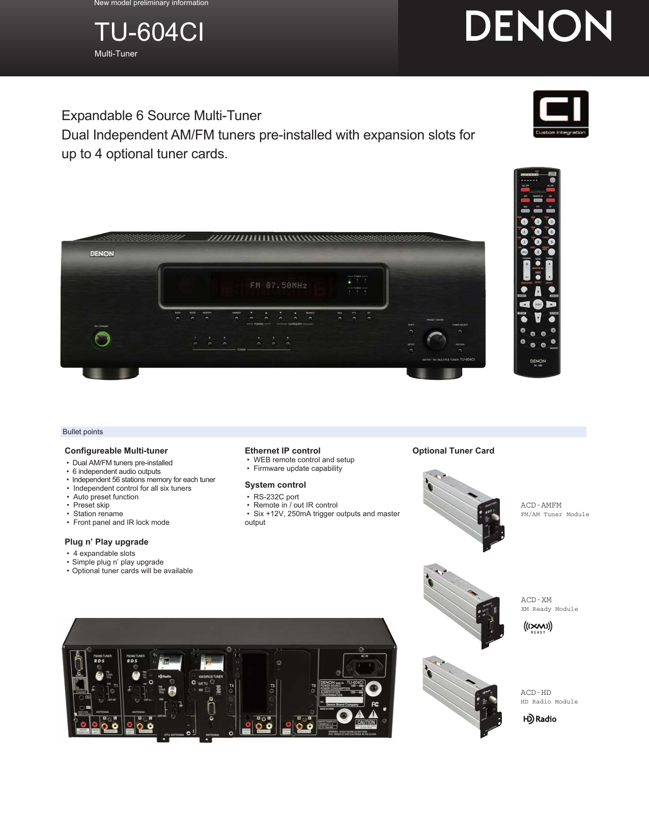 Page 1 of 2 - Denon Denon-Tu-604Ci-Users-Manual- AVR4308_E3 Denon-tu-604ci-users-manual