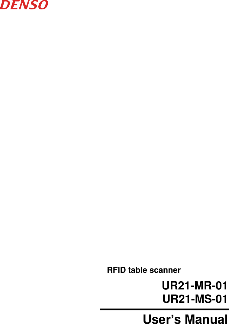                                               RFID table scanner          UR21-MR-01          UR21-MS-01 User’s Manual 