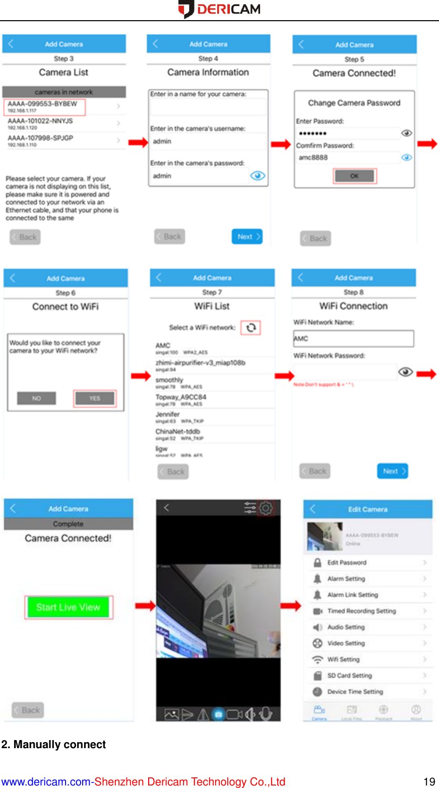  www.dericam.com-Shenzhen Dericam Technology Co.,Ltd                                                  19    2. Manually connect 