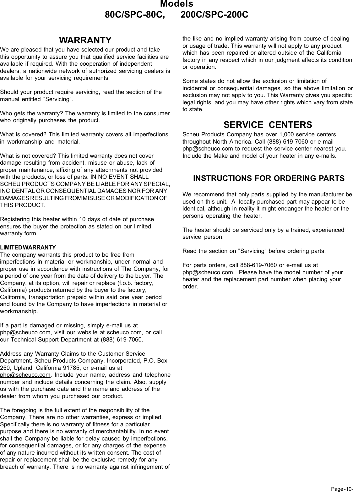 Page 10 of 12 - Desa-Tech Desa-Tech-200-C-Owners-Manual 80C_200C