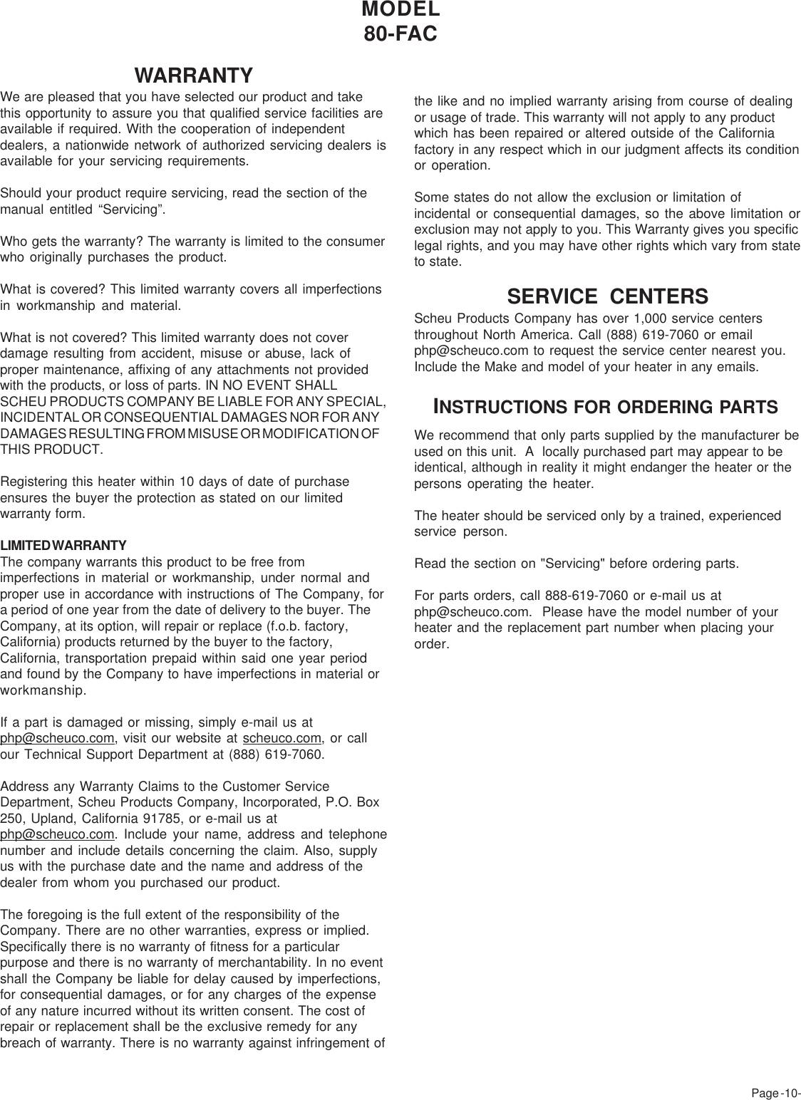 Page 9 of 11 - Desa-Tech Desa-Tech-80-Fac-Owners-Manual 80fac
