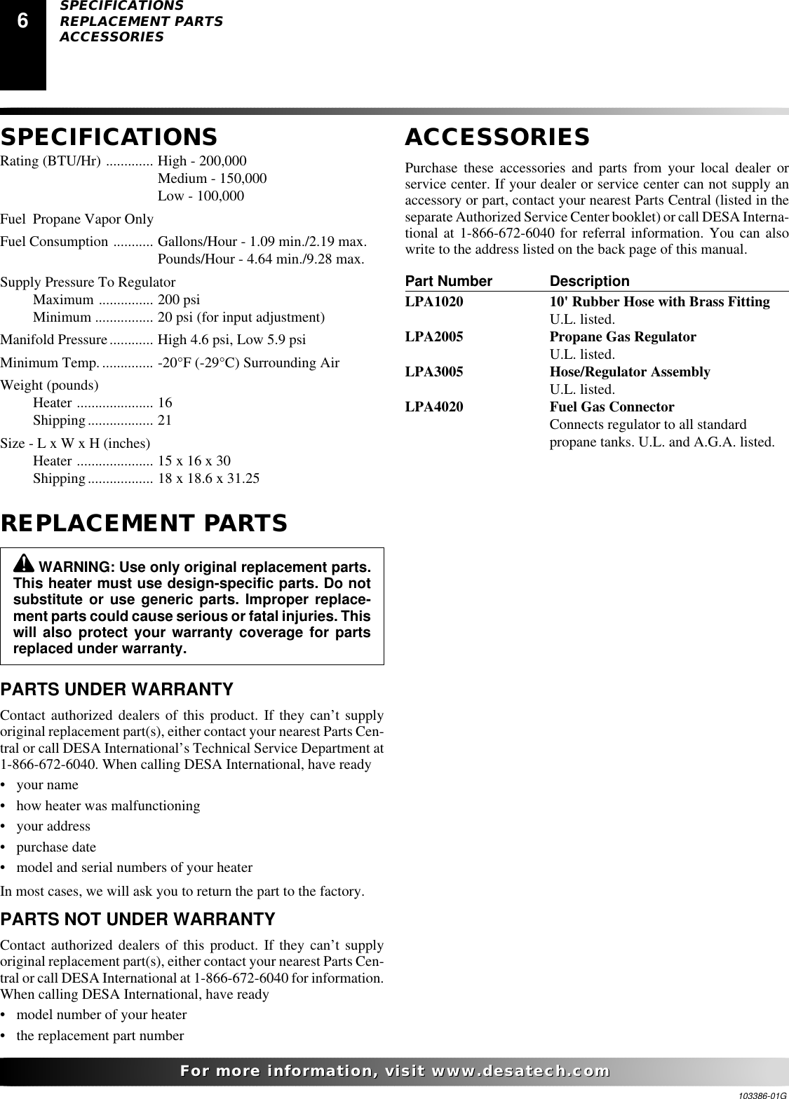 Page 6 of 12 - Desa-Tech Desa-Tech-Tc80V-Owners-Manual