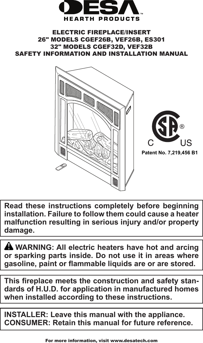 Desa Cgef26b Users Manual