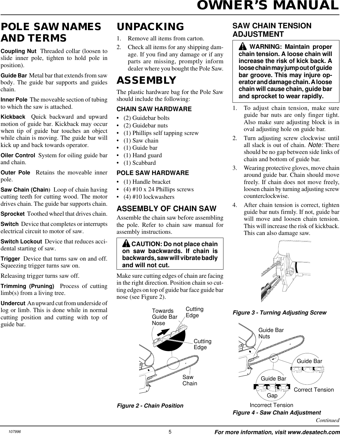 Page 5 of 8 - Desa Desa-Rps-96-Users-Manual- 104296-01  Desa-rps-96-users-manual