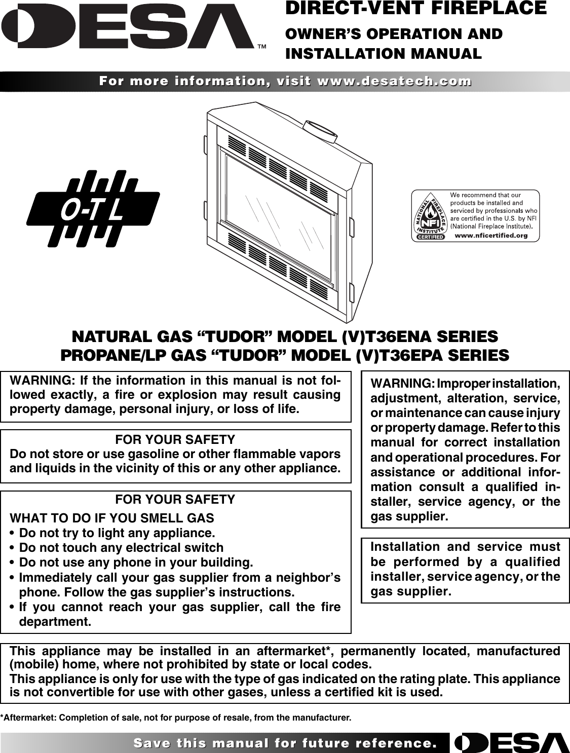 Desa Vt36ena Series Vt36epa Users Manual 111251 01d