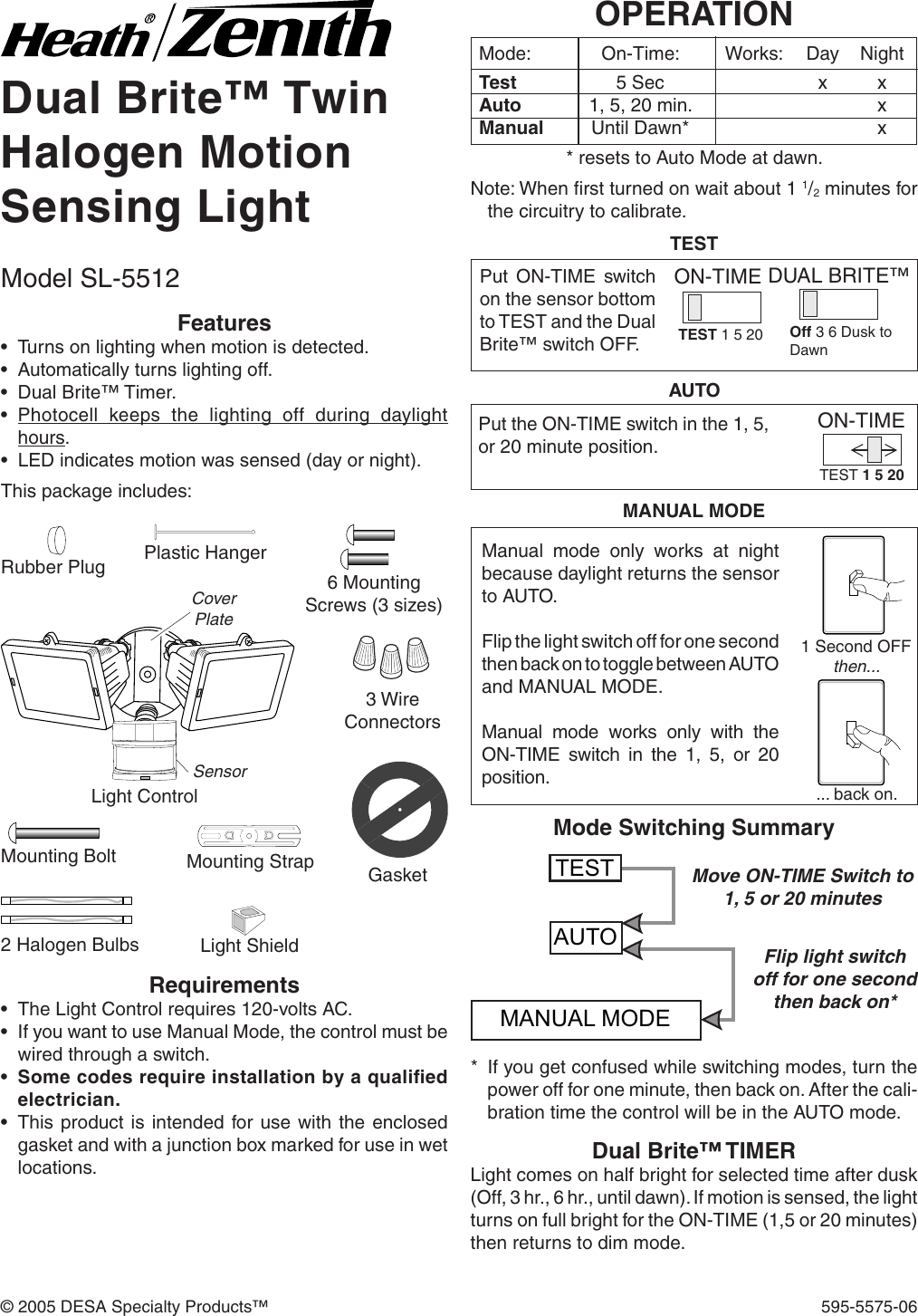 Page 1 of 12 - Desa SL-5512 595-5575-06 User Manual  To The 1a525640-c309-47bc-b5fc-9b6304dd24a3