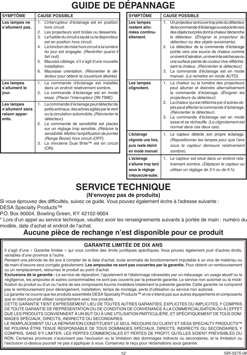 Page 12 of 12 - Desa SL-5512 595-5575-06 User Manual  To The 1a525640-c309-47bc-b5fc-9b6304dd24a3