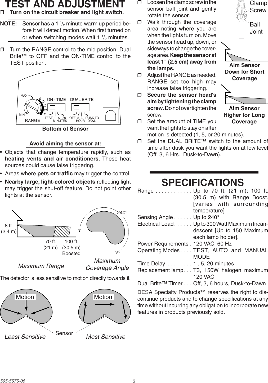 Page 3 of 12 - Desa SL-5512 595-5575-06 User Manual  To The 1a525640-c309-47bc-b5fc-9b6304dd24a3