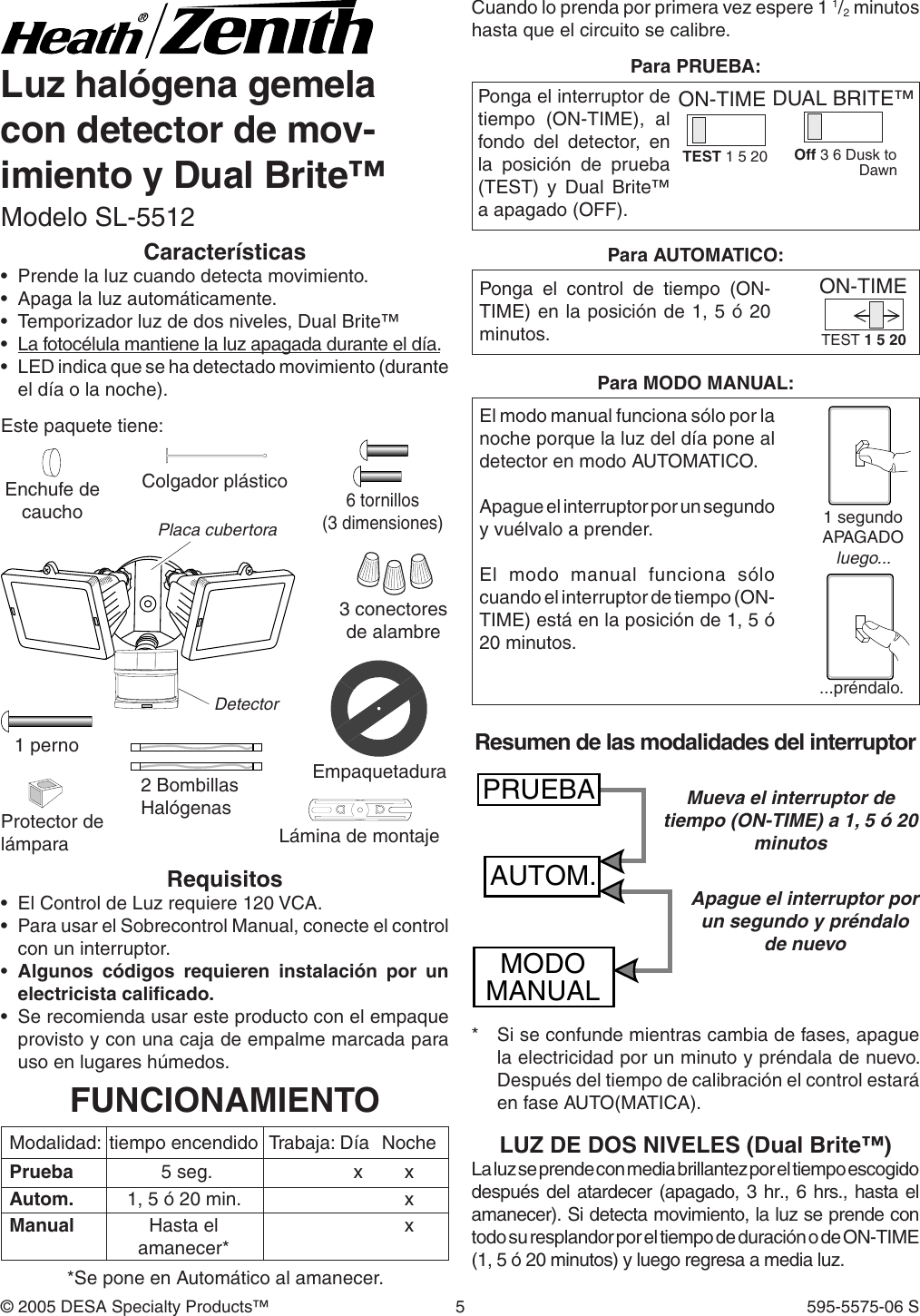 Page 5 of 12 - Desa SL-5512 595-5575-06 User Manual  To The 1a525640-c309-47bc-b5fc-9b6304dd24a3
