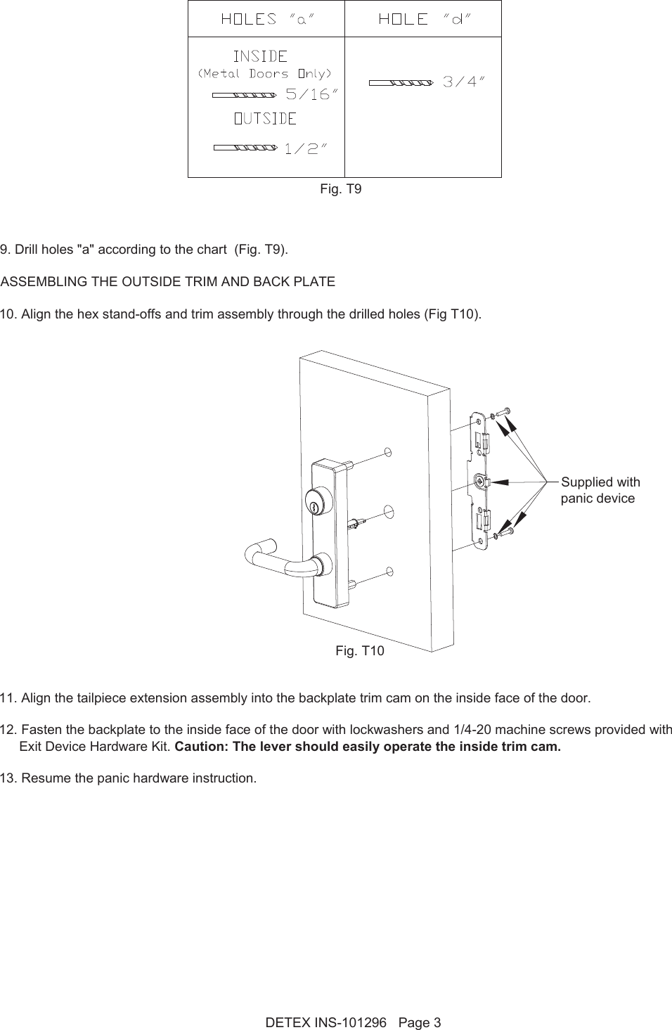 Detex Installation Instructions For Advantex Narrow Outside Lever Trim