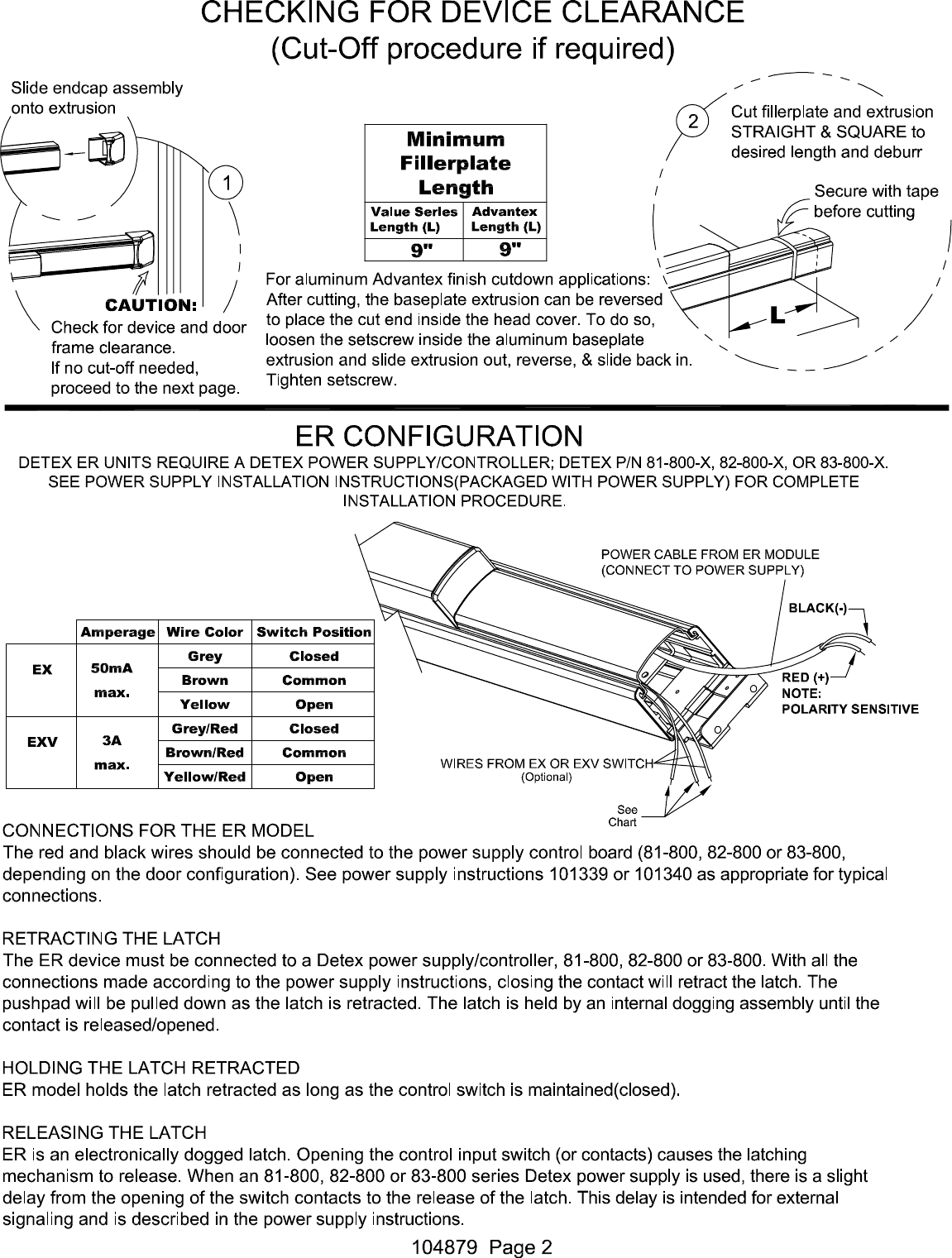 Detex R Electrical Instructions For Electric Dogging Electric Latch Retraction Rim Svr Cvr Mortise 104879