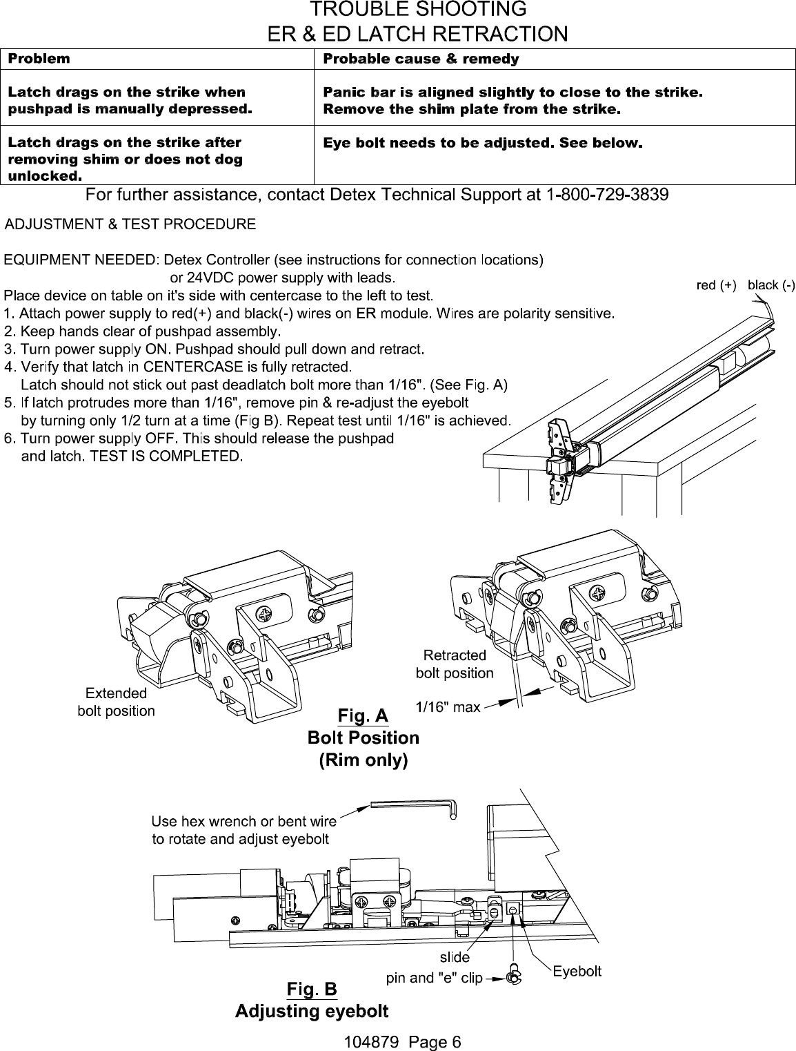 Detex R Electrical Instructions For Electric Dogging/Electric Latch