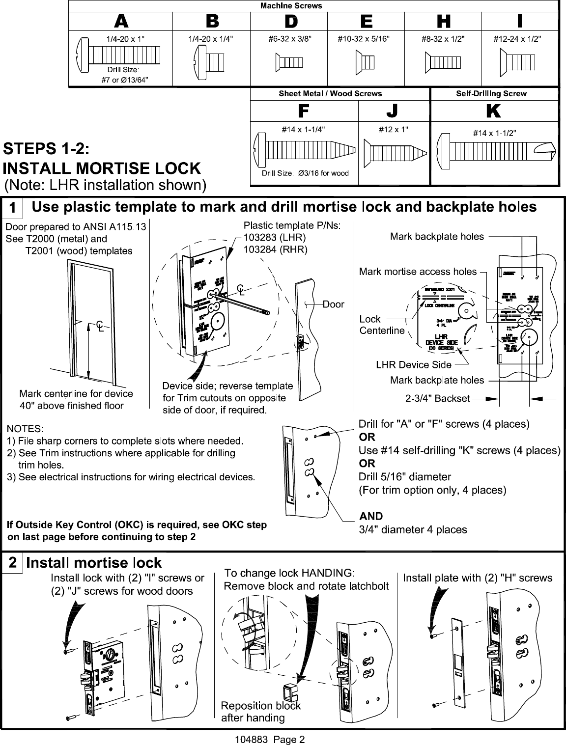Page 2 of 4 - Detex R Installation Instructions For Advantex Mortise Lock 30/F30 Series Device And W S 104883