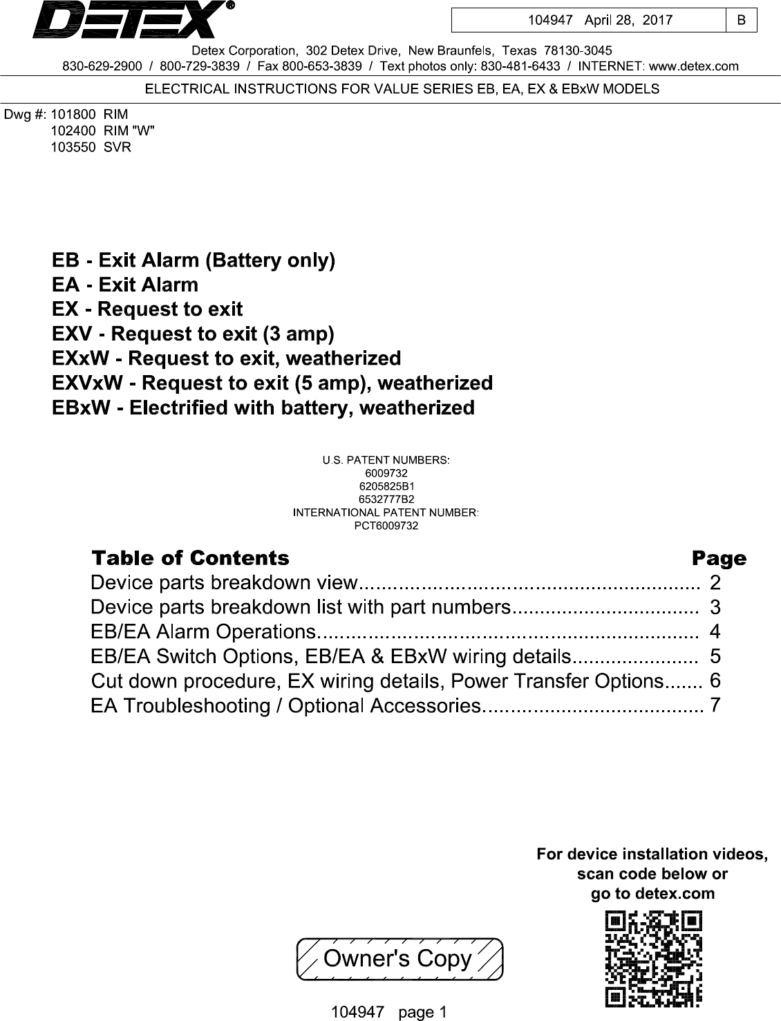 Detex C Electrical Instructions For Value Series Eb Ea Ex