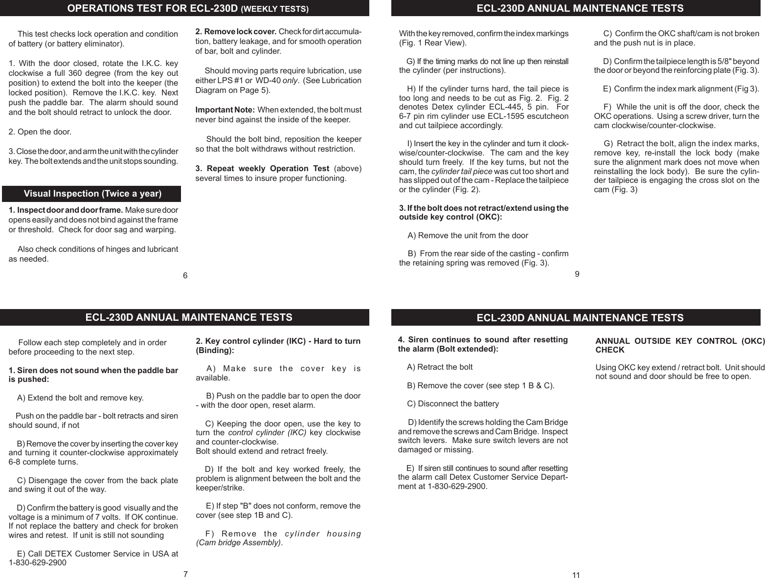 Page 2 of 5 - Detex  ECL-230D Maintenance Manual ECL-230DMaintenance