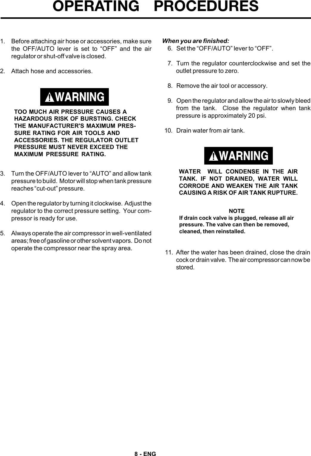 Page 8 of 12 - Devilbiss Devilbiss-Fa125-Users-Manual-  Devilbiss-fa125-users-manual