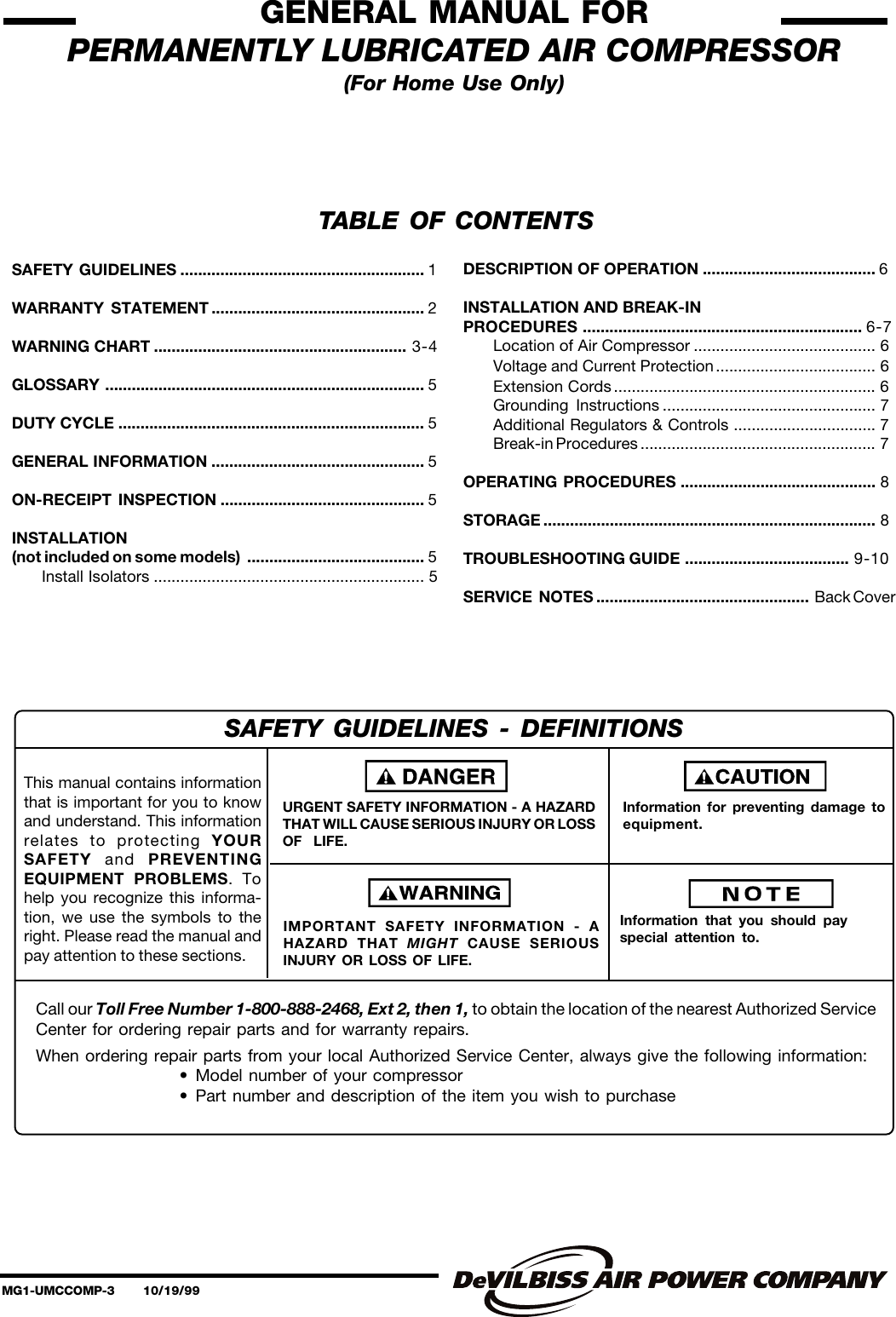 Page 1 of 12 - Devillbiss-Air-Power-Company Devillbiss-Air-Power-Company-Mg1-Umccomp-3-Users-Manual-  Devillbiss-air-power-company-mg1-umccomp-3-users-manual