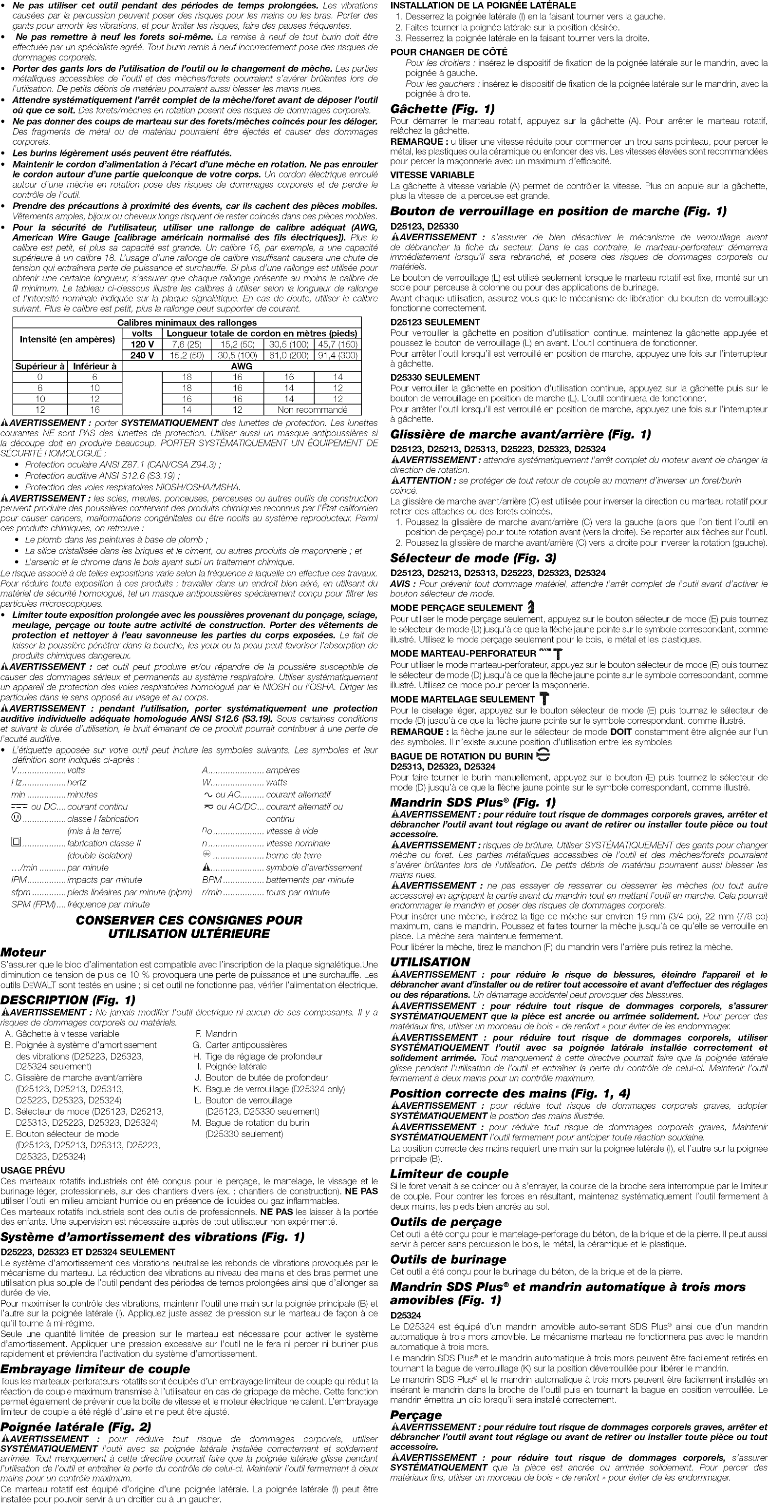 Dewalt D25223K TYPE 2 User Manual ROTARY HAMMER Manuals And Guides 1502085L