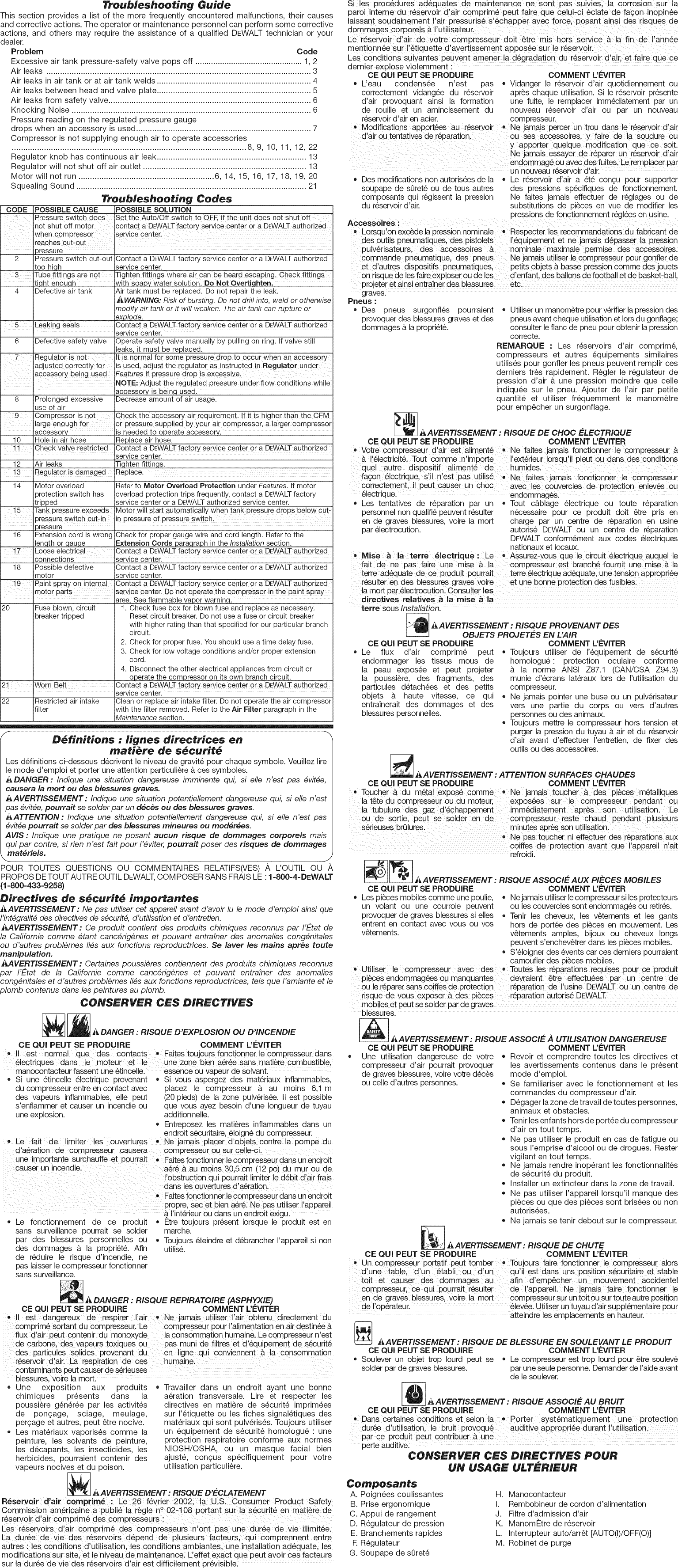 Page 3 of 7 - Dewalt D55146 TYPE 5 1510354L User Manual AIR COMPRESSOR - Manuals And Guides
