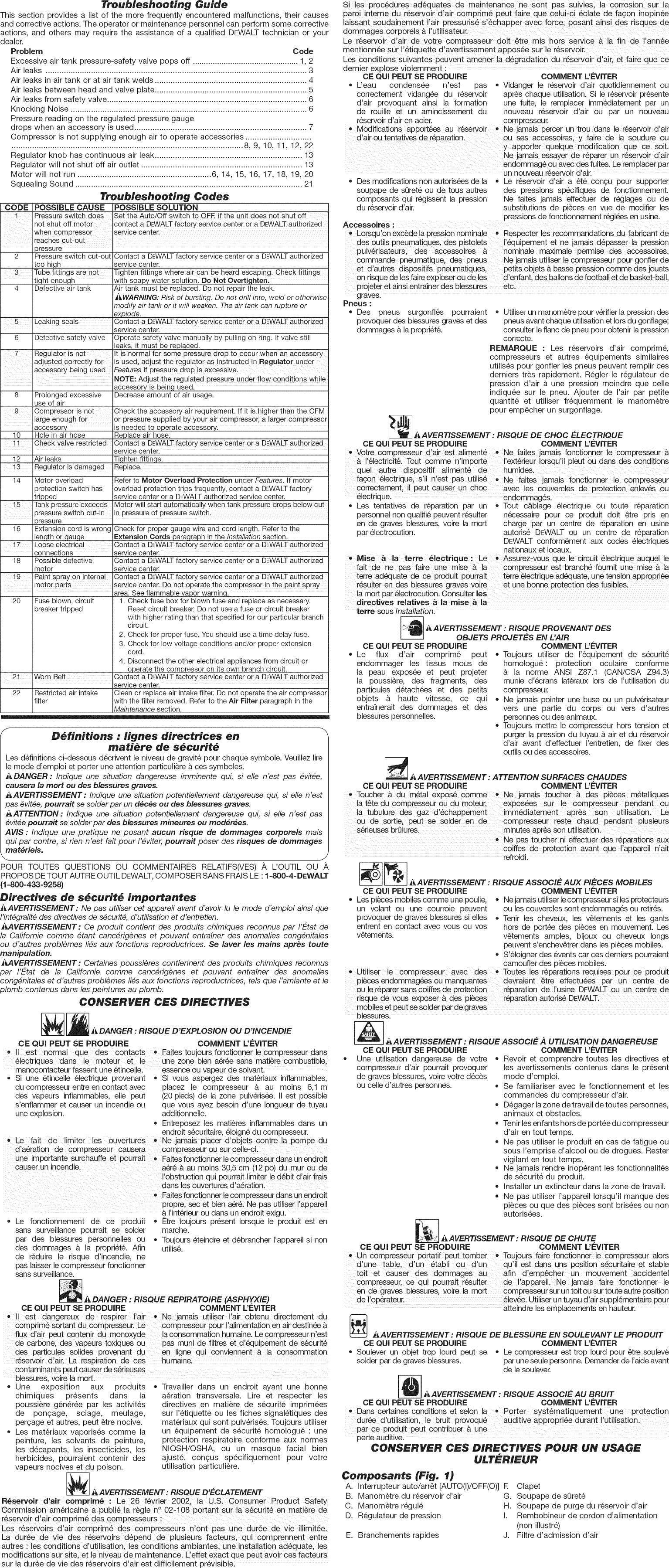 Page 3 of 7 - Dewalt D55168 TYPE 6 1406356L User Manual COMPRESSOR - Manuals And Guides
