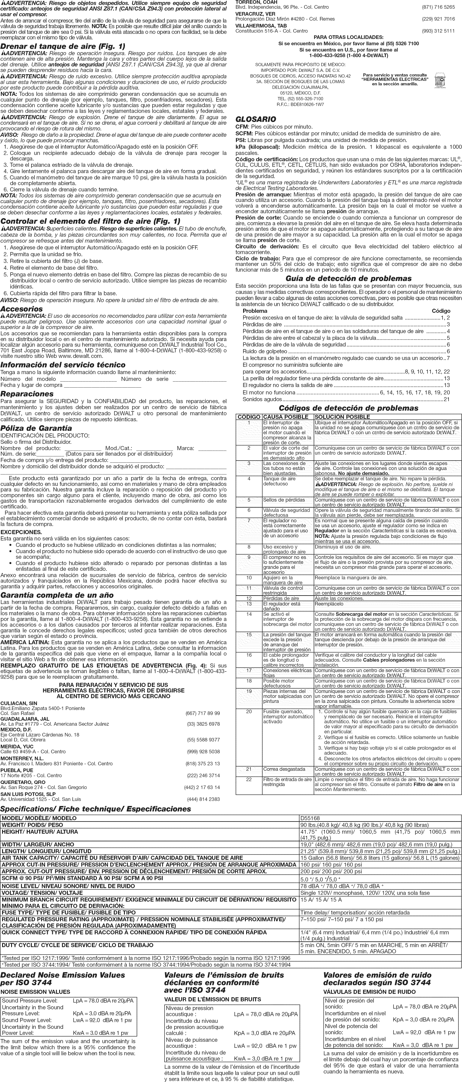 Page 7 of 7 - Dewalt D55168 TYPE 6 1406356L User Manual COMPRESSOR - Manuals And Guides