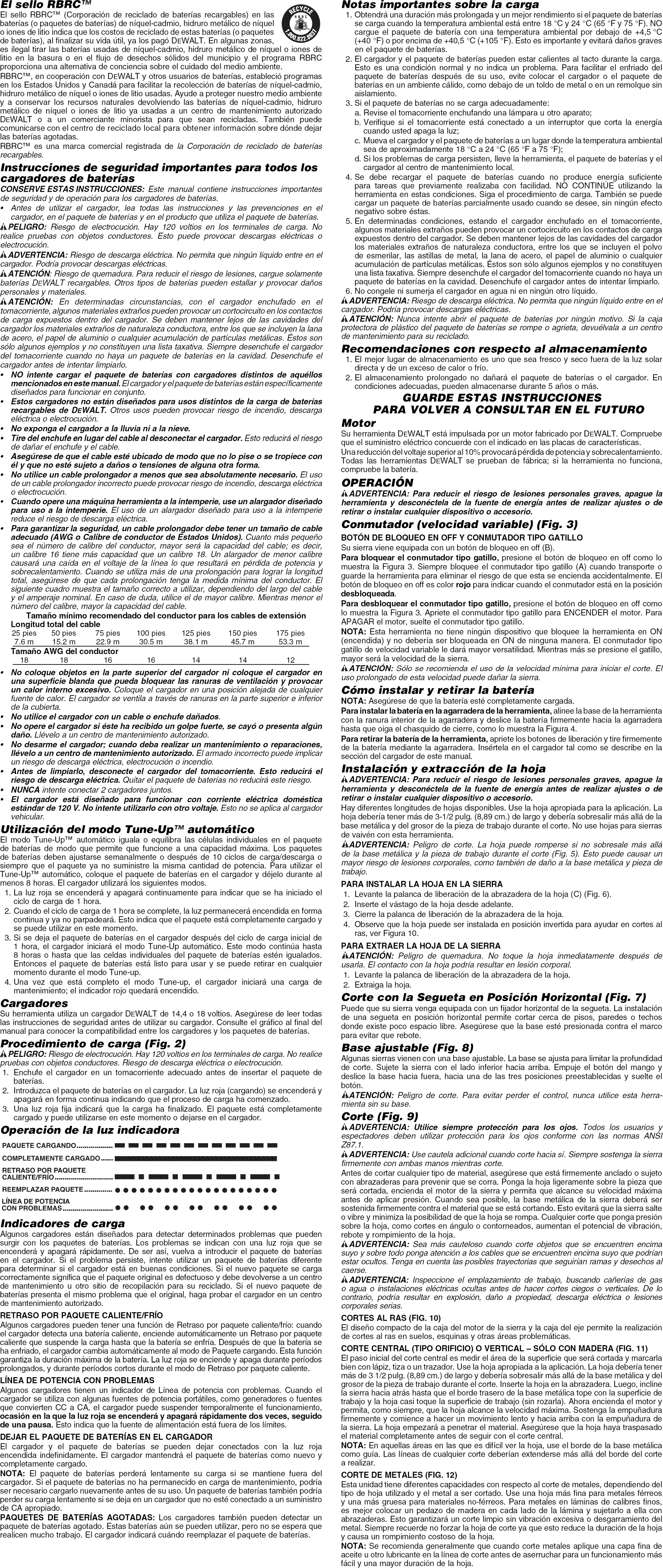 Dewalt DC385B TYPE2 1211478L User Manual SAW RECIPROCATING Manuals And