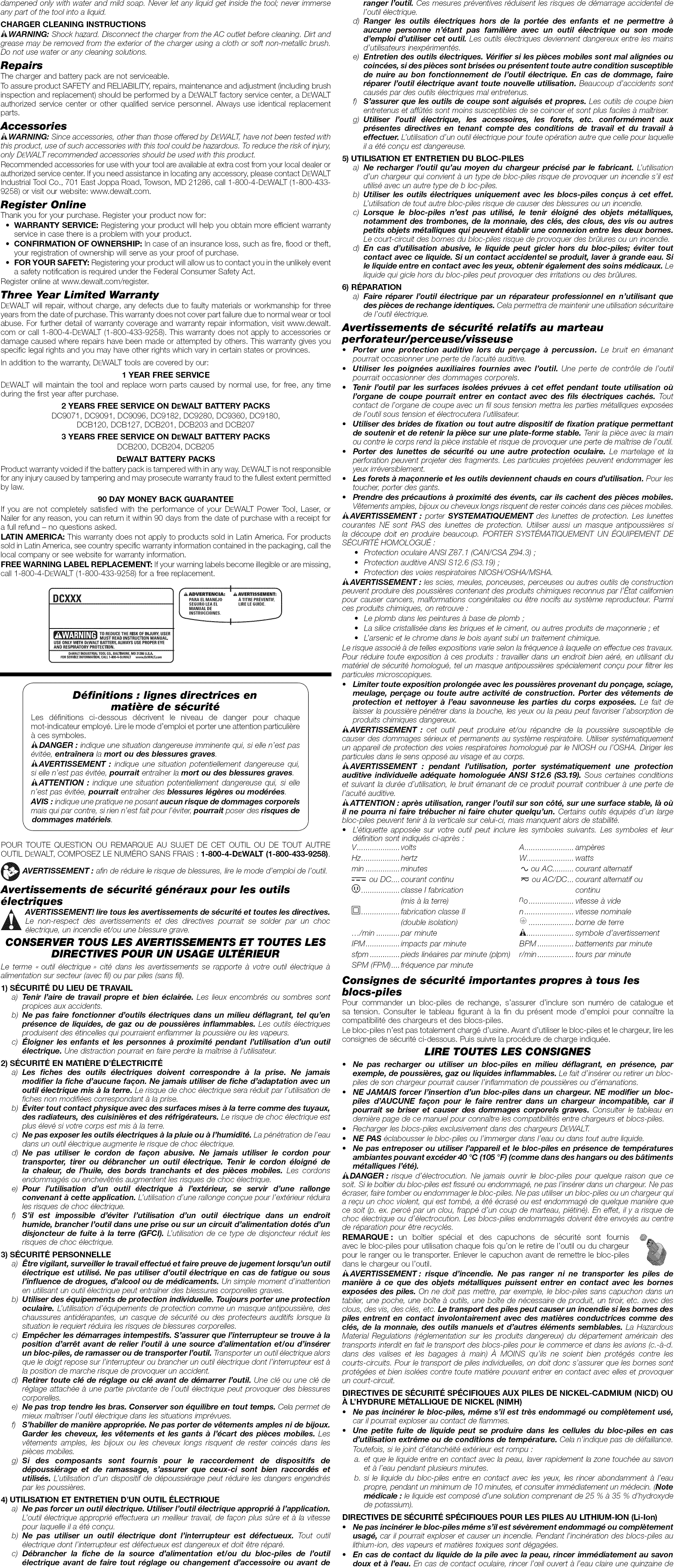 Page 3 of 7 - Dewalt DC730KA TYPE 1 User Manual  DRILL - Manuals And Guides 1409249L