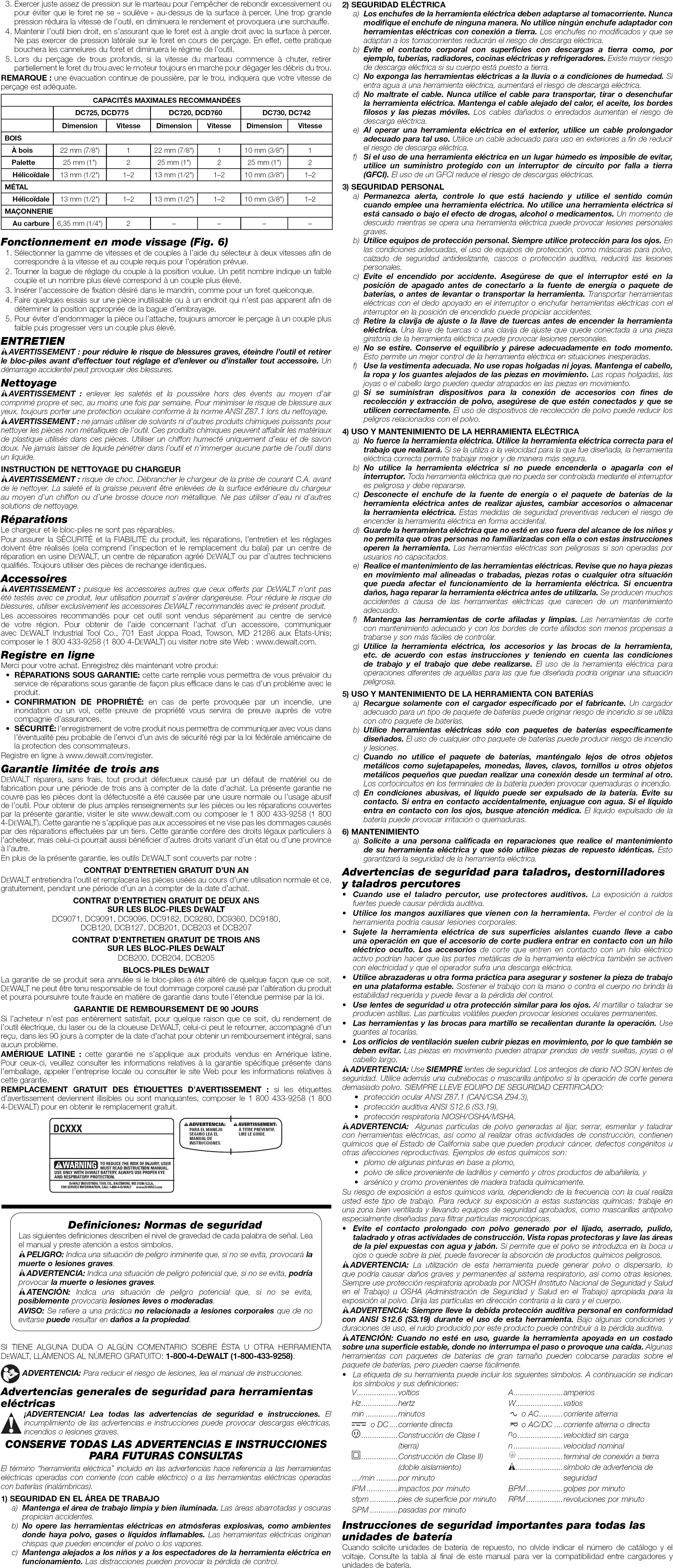 Page 5 of 7 - Dewalt DC730KA TYPE 1 User Manual  DRILL - Manuals And Guides 1409249L