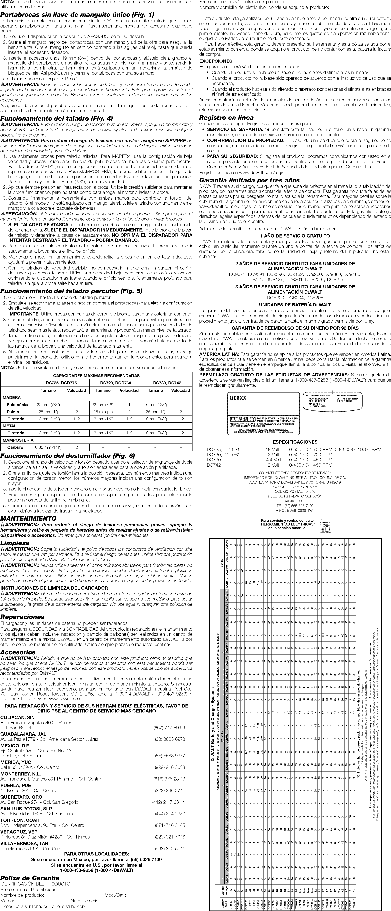 Page 7 of 7 - Dewalt DC730KA TYPE 1 User Manual  DRILL - Manuals And Guides 1409249L