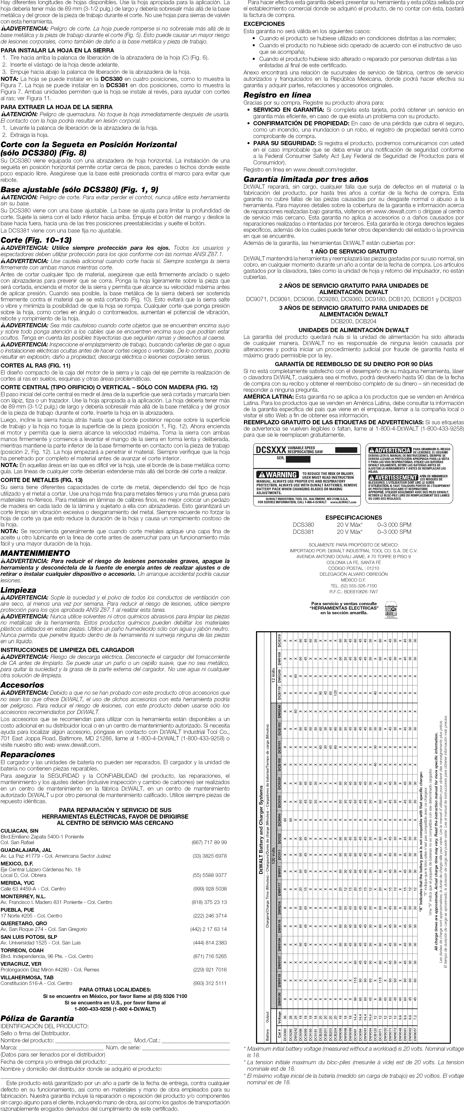 Page 7 of 7 - Dewalt DCS380B TYPE1 User Manual  SAW - Manuals And Guides 1310001L