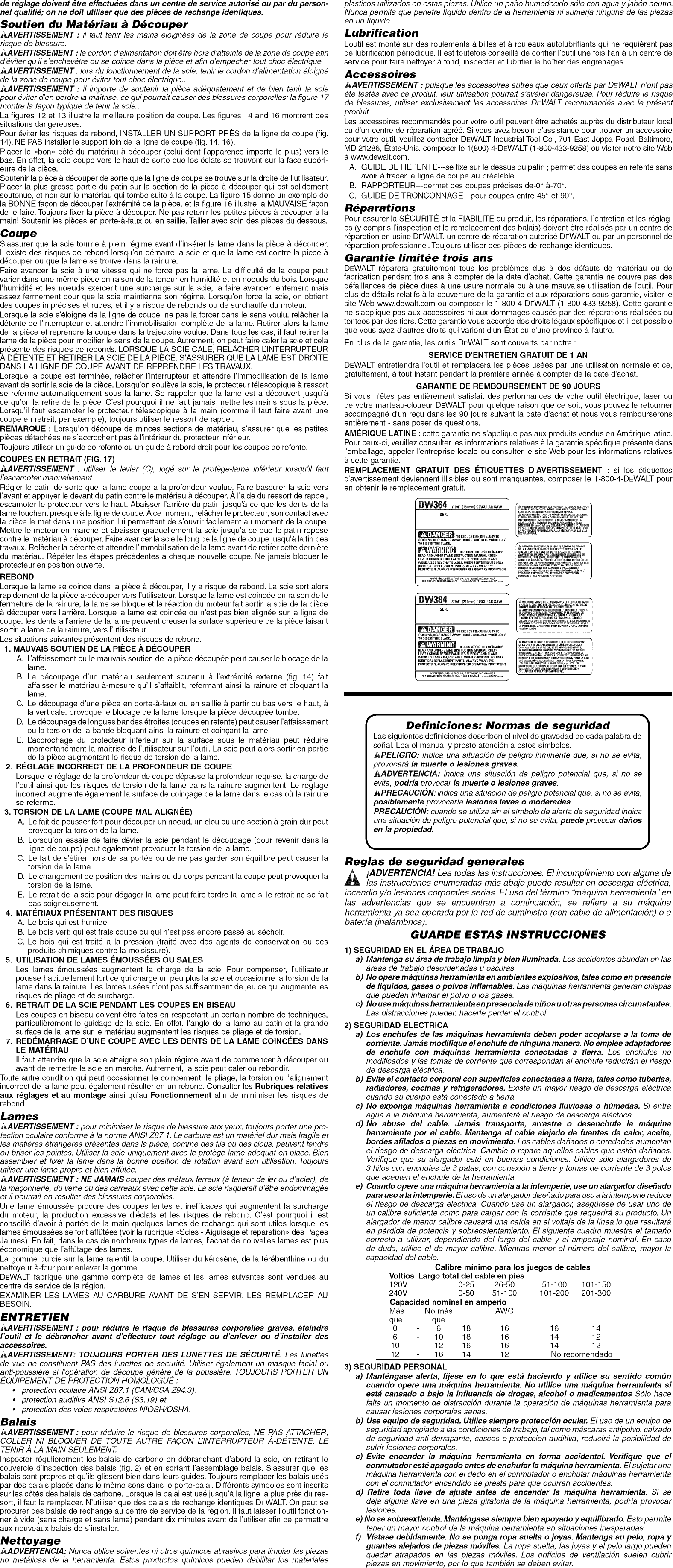 Page 5 of 7 - Dewalt DW364 TYPE6 1212507L User Manual SAW CIRCULAR - Manuals And Guides