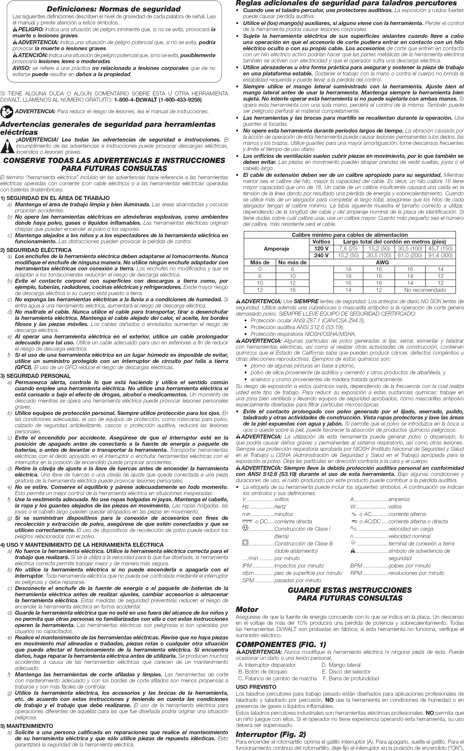 Page 5 of 7 - Dewalt DW511 TYPE 5 1603218L User Manual DRILL HAMMER - Manuals And Guides