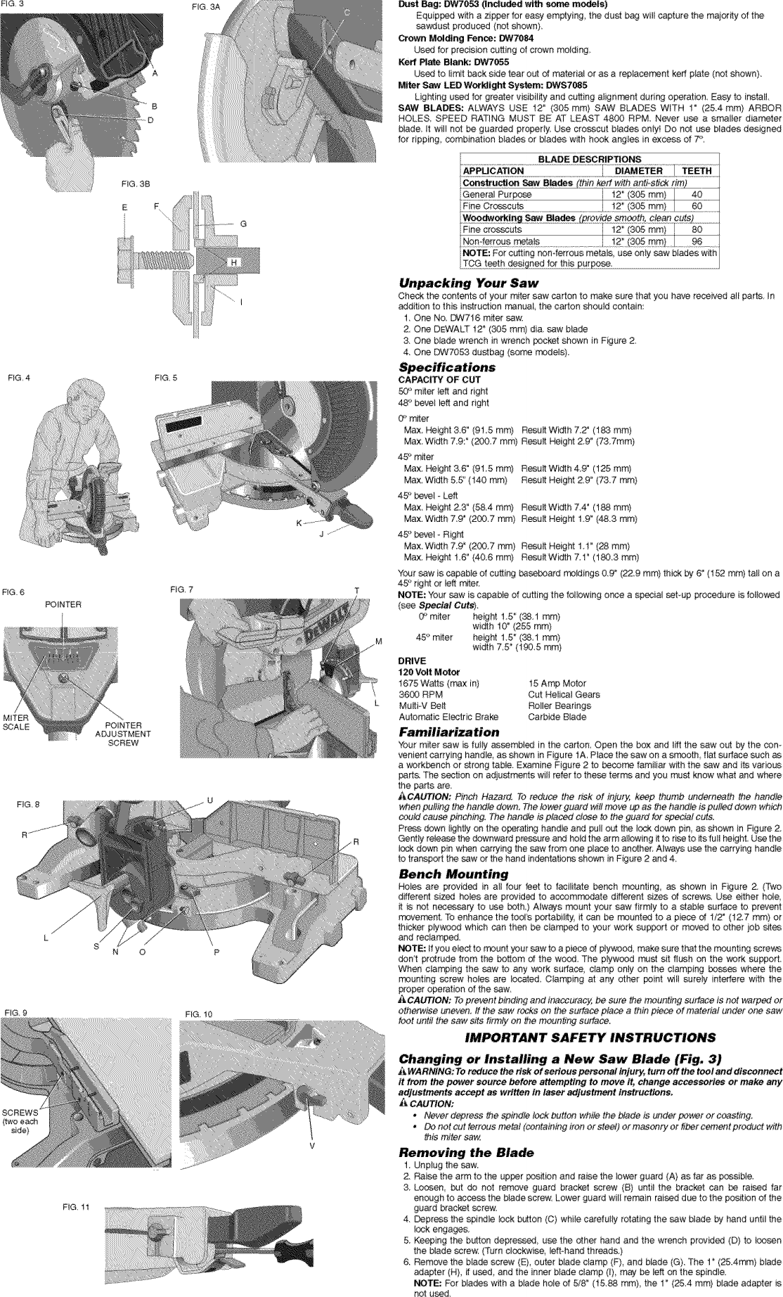 Page 3 of 7 - Dewalt DW716 TYPE3 User Manual  MITER SAW - Manuals And Guides 1301211L