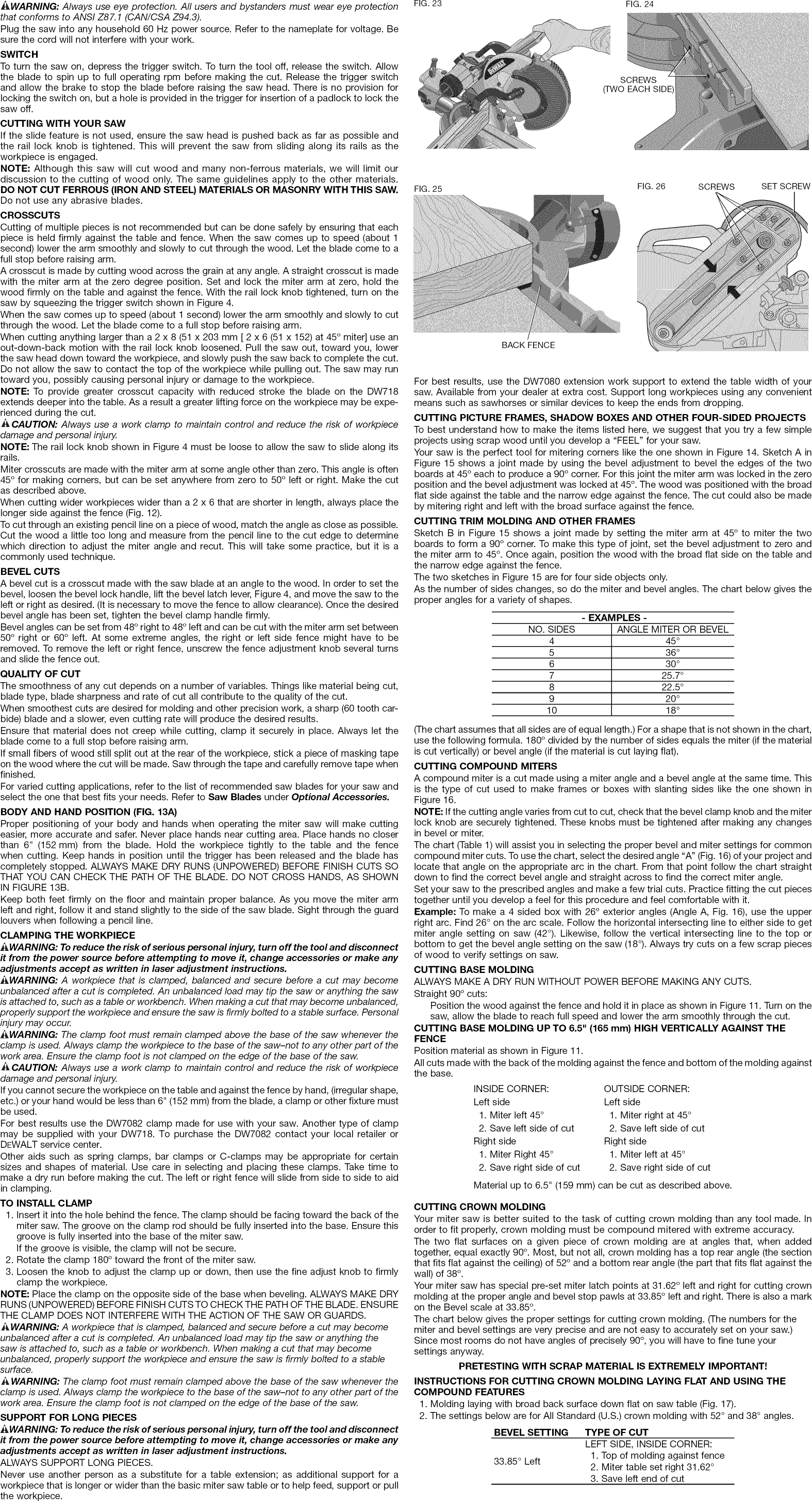 Page 5 of 7 - Dewalt DW718 TYPE3 User Manual  MITER SAW - Manuals And Guides 1301363L