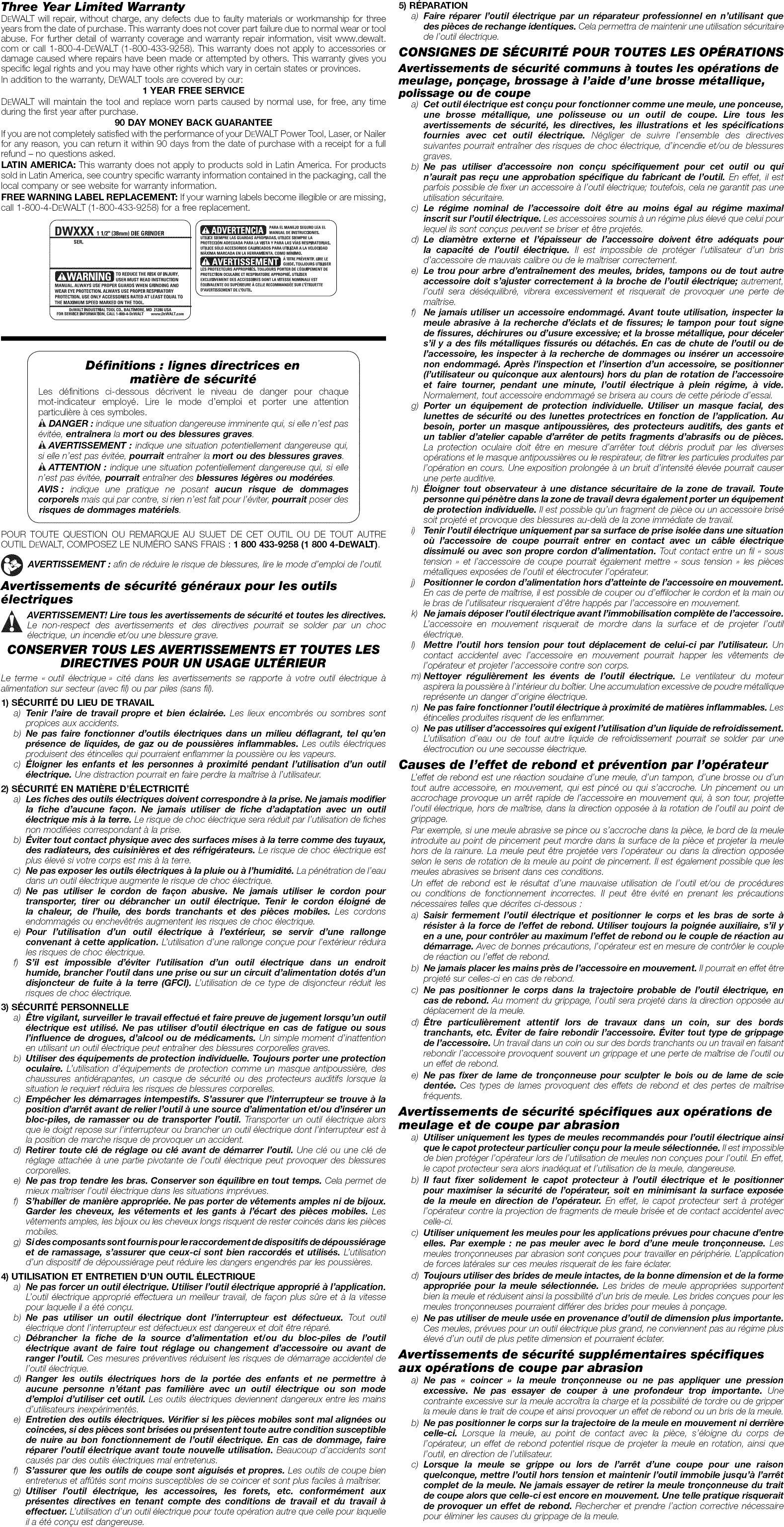 Page 3 of 7 - Dewalt DW887 TYPE4 User Manual DIE GRINDER - Manuals And Guides 1212152L