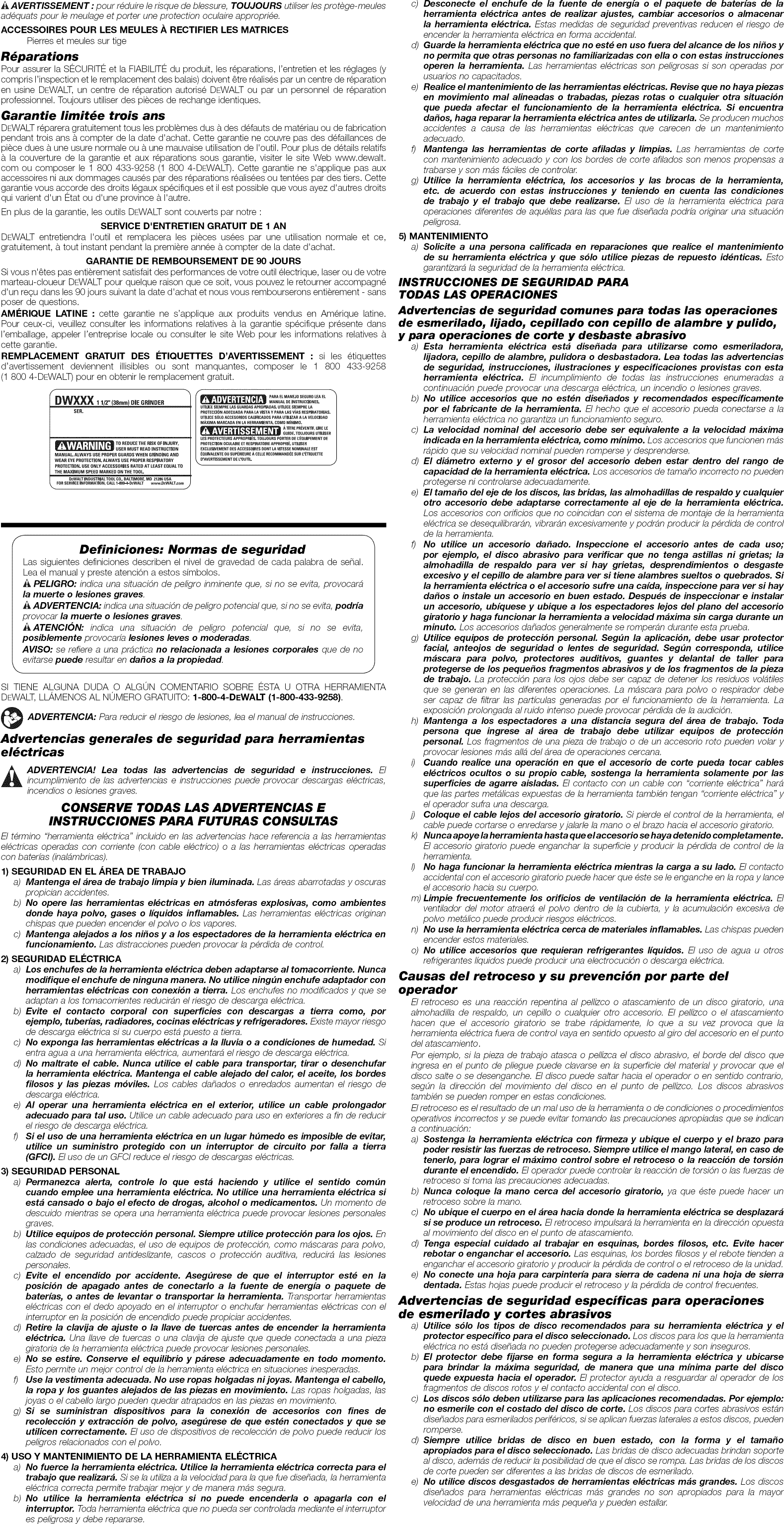 Page 5 of 7 - Dewalt DW887 TYPE4 User Manual DIE GRINDER - Manuals And Guides 1212152L