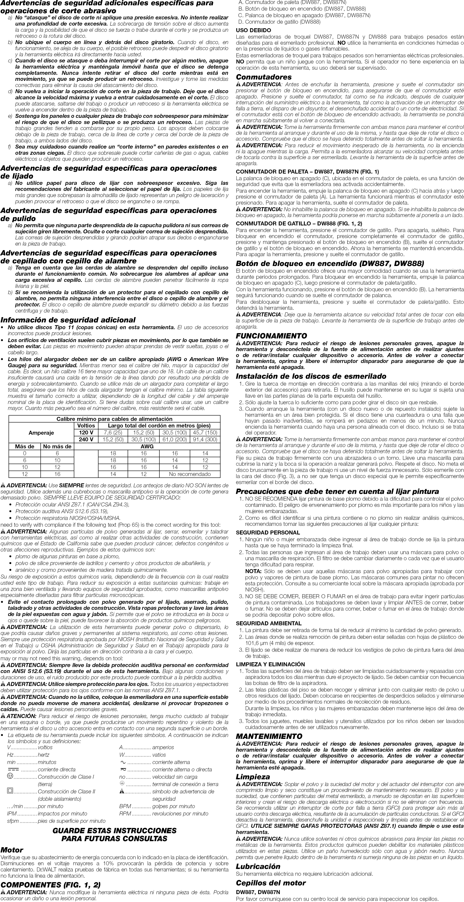 Dewalt DW887 TYPE4 User Manual DIE GRINDER Manuals And Guides 1212152L