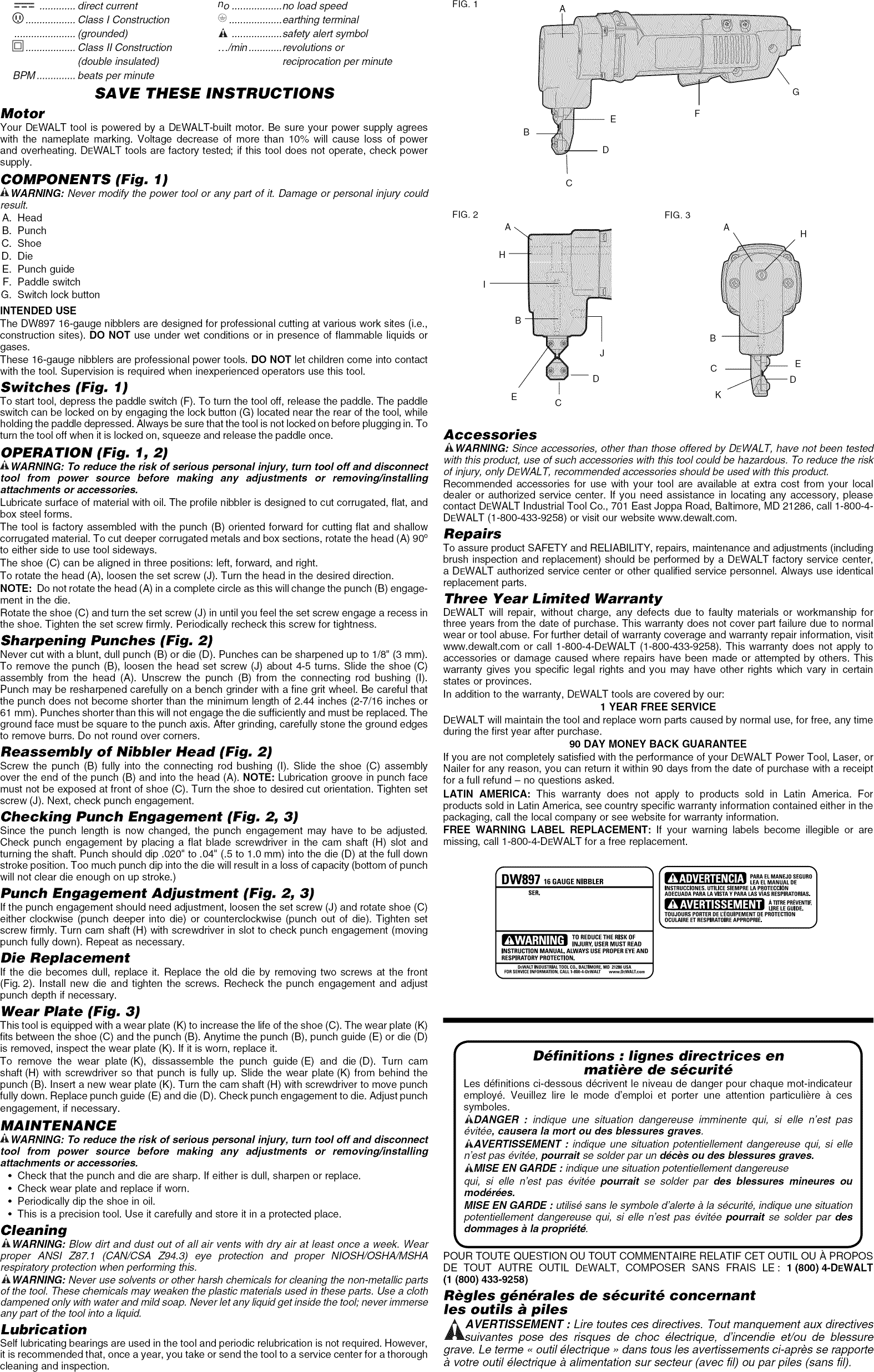 Page 2 of 6 - Dewalt DW897 TYPE 2 User Manual  16-GAUGE NIBBLER - Manuals And Guides 1410044L