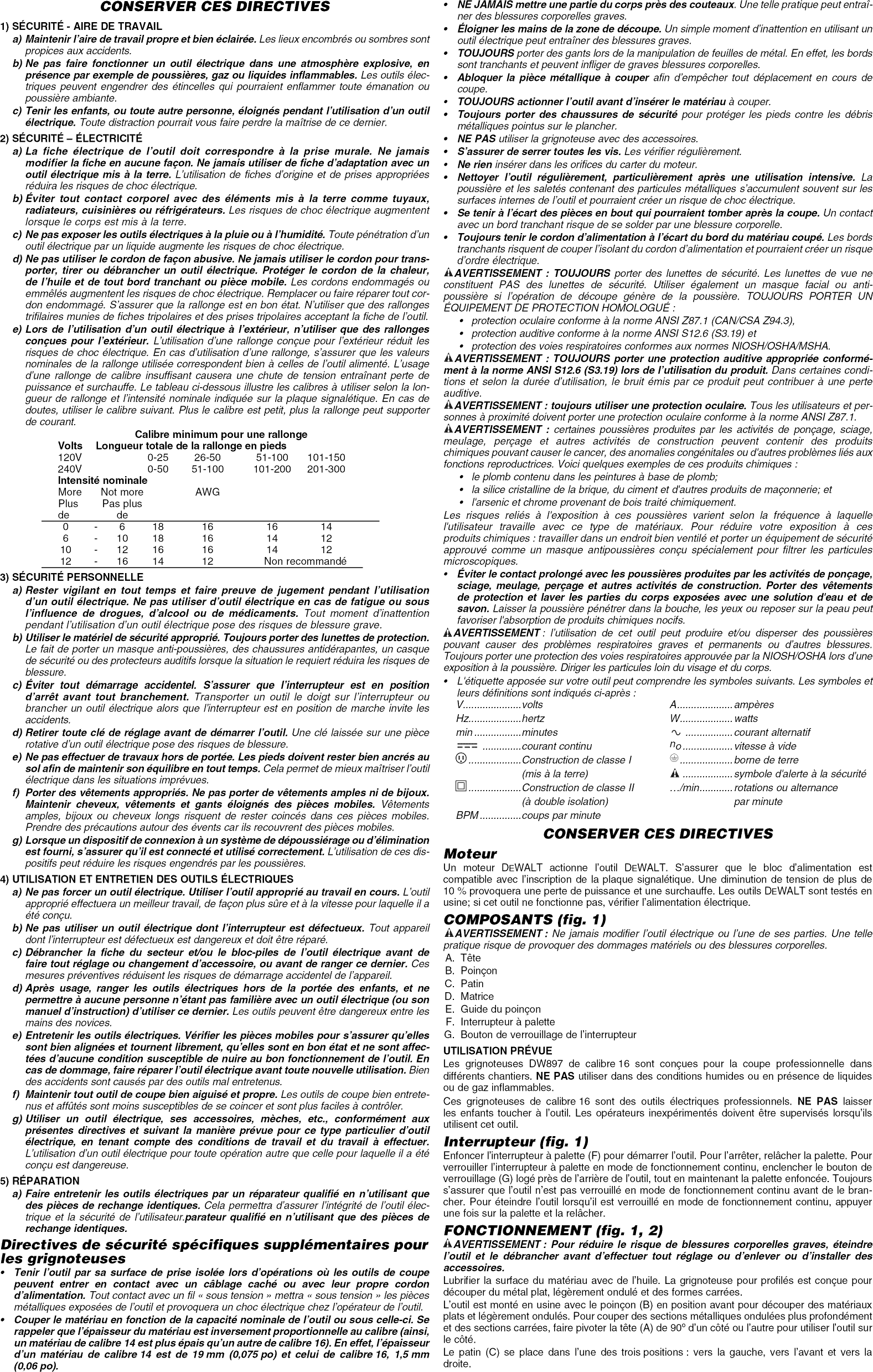 Page 3 of 6 - Dewalt DW897 TYPE 2 User Manual  16-GAUGE NIBBLER - Manuals And Guides 1410044L