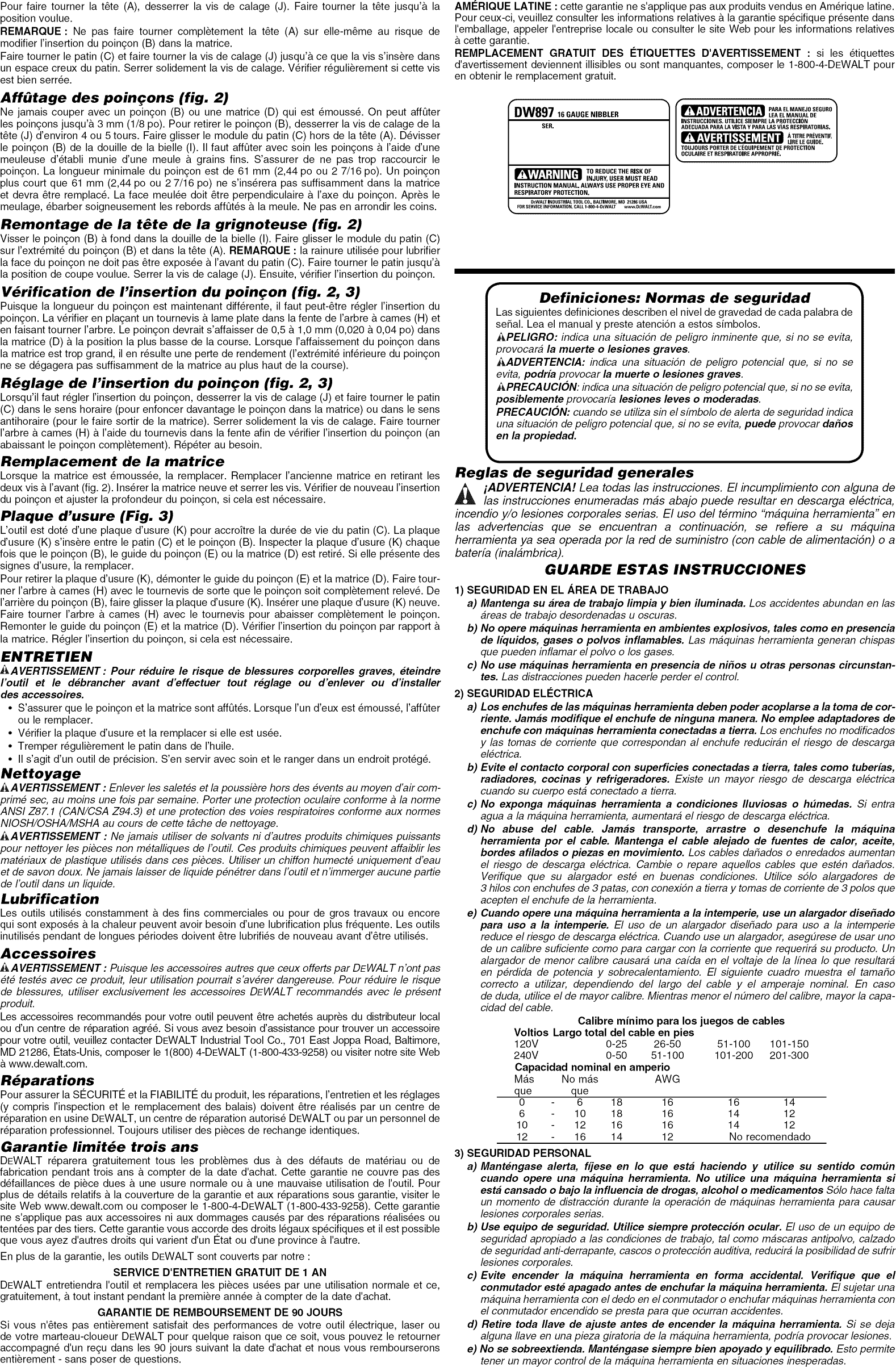 Page 4 of 6 - Dewalt DW897 TYPE 2 User Manual  16-GAUGE NIBBLER - Manuals And Guides 1410044L