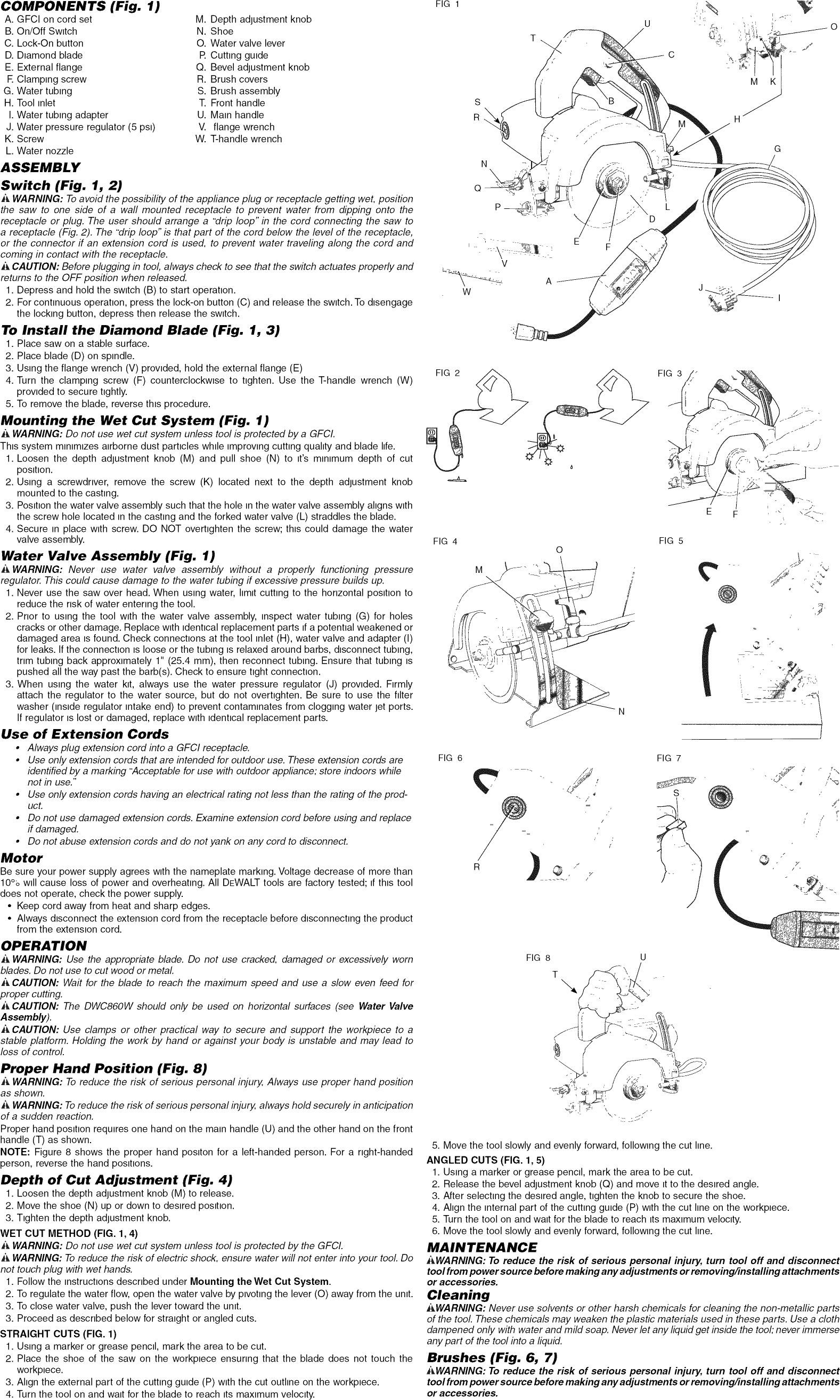 Page 2 of 7 - Dewalt DWC860W TYPE 1 User Manual MASONRY SAW - Manuals And Guides 1403707L