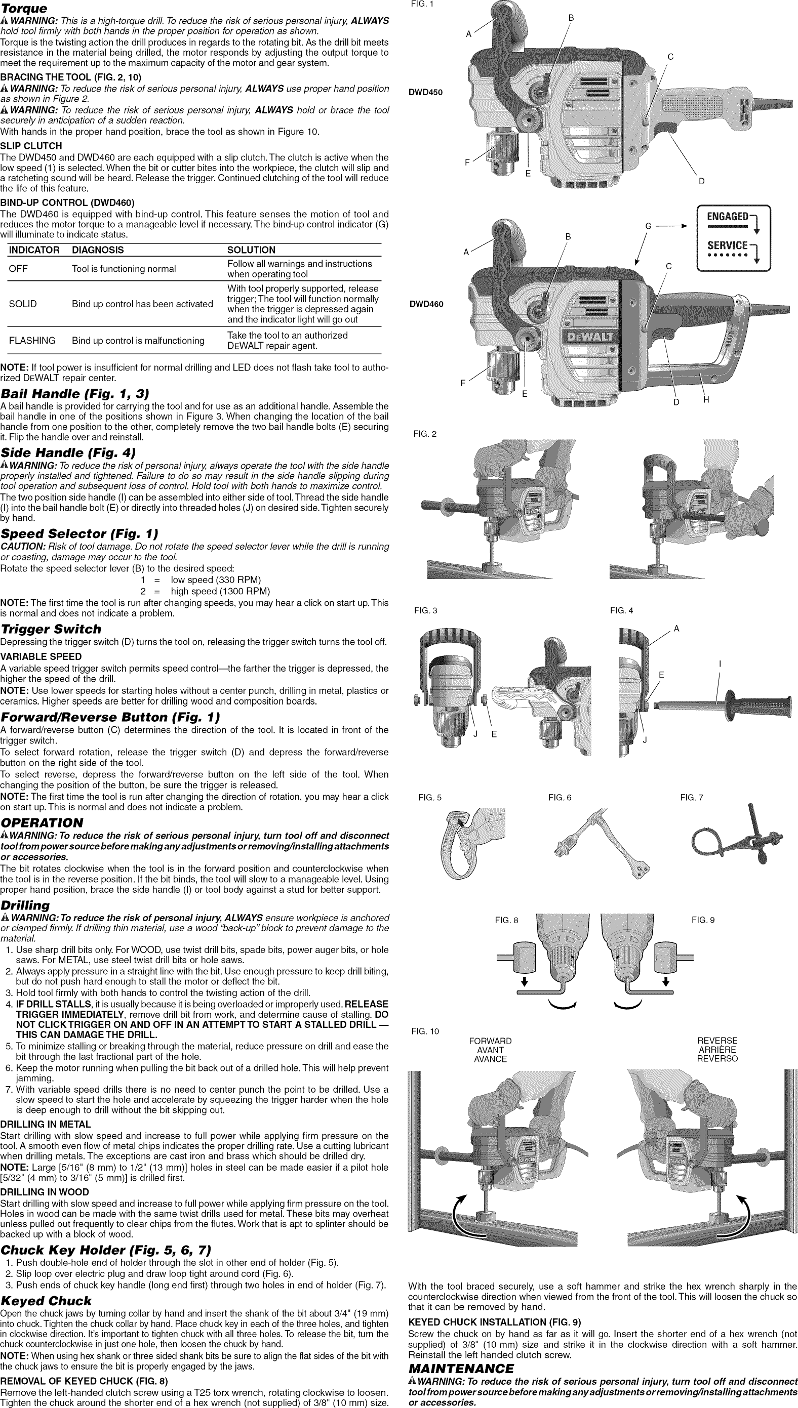 Page 2 of 7 - Dewalt DWD450 TYPE 1 User Manual  DRILL DRIVER - Manuals And Guides 1407104L