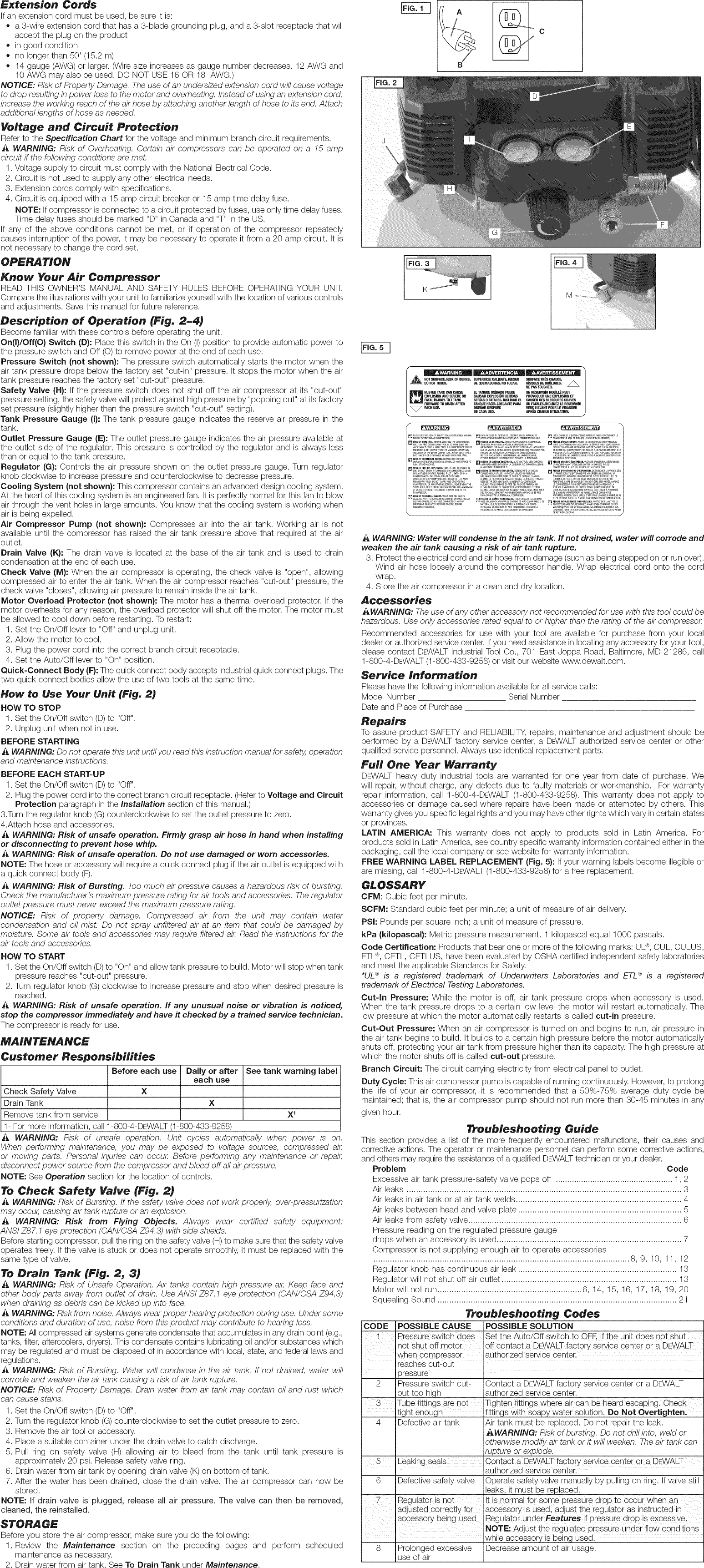 Dewalt DWFP55126 TYPE 1 1504078L User Manual AIR COMPRESSOR Manuals And