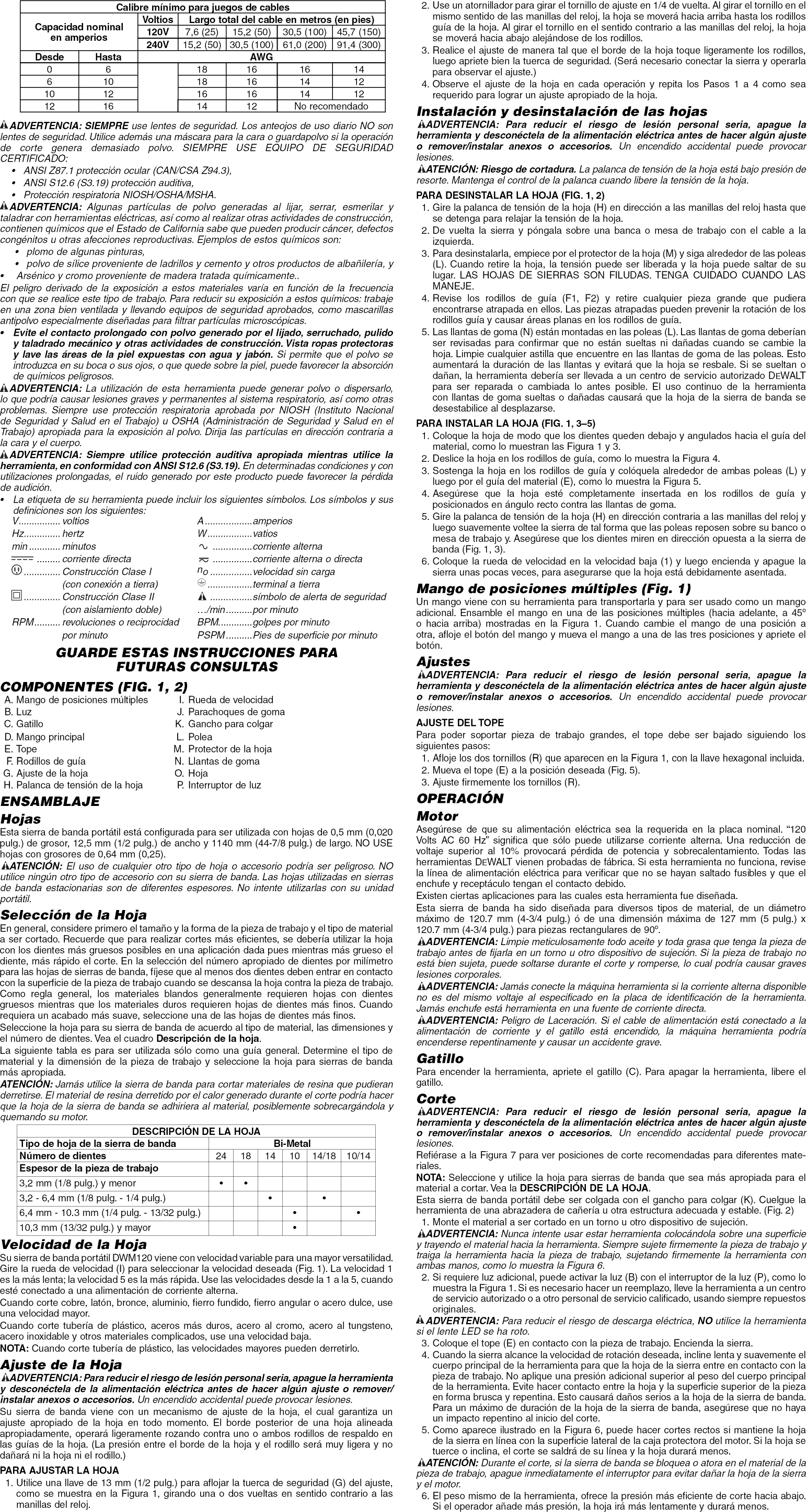 Page 6 of 7 - Dewalt DWM120K TYPE1 User Manual BAND SAW - Manuals And Guides 1302255L