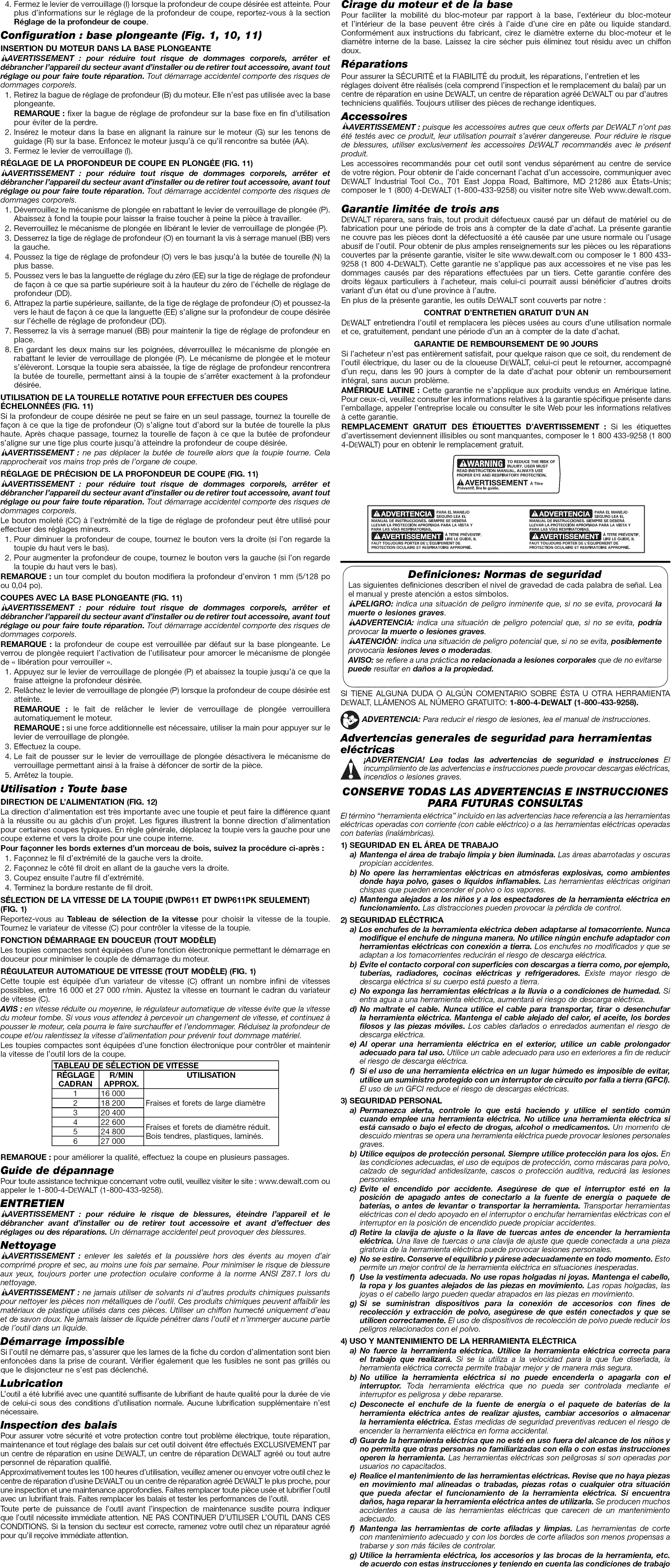 Page 5 of 7 - Dewalt DWP611 TYPE1 1301454L User Manual  ROUTER - Manuals And Guides