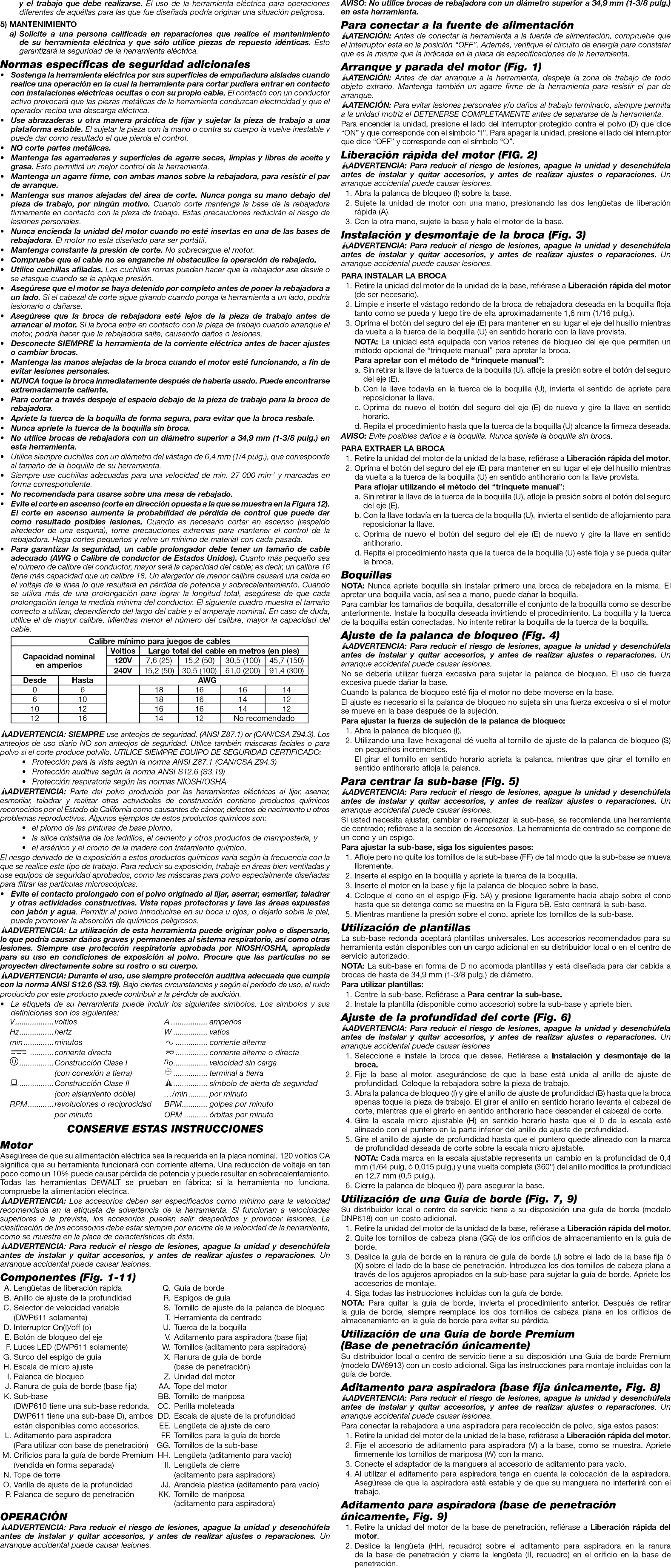 Page 6 of 7 - Dewalt DWP611 TYPE1 1301454L User Manual  ROUTER - Manuals And Guides